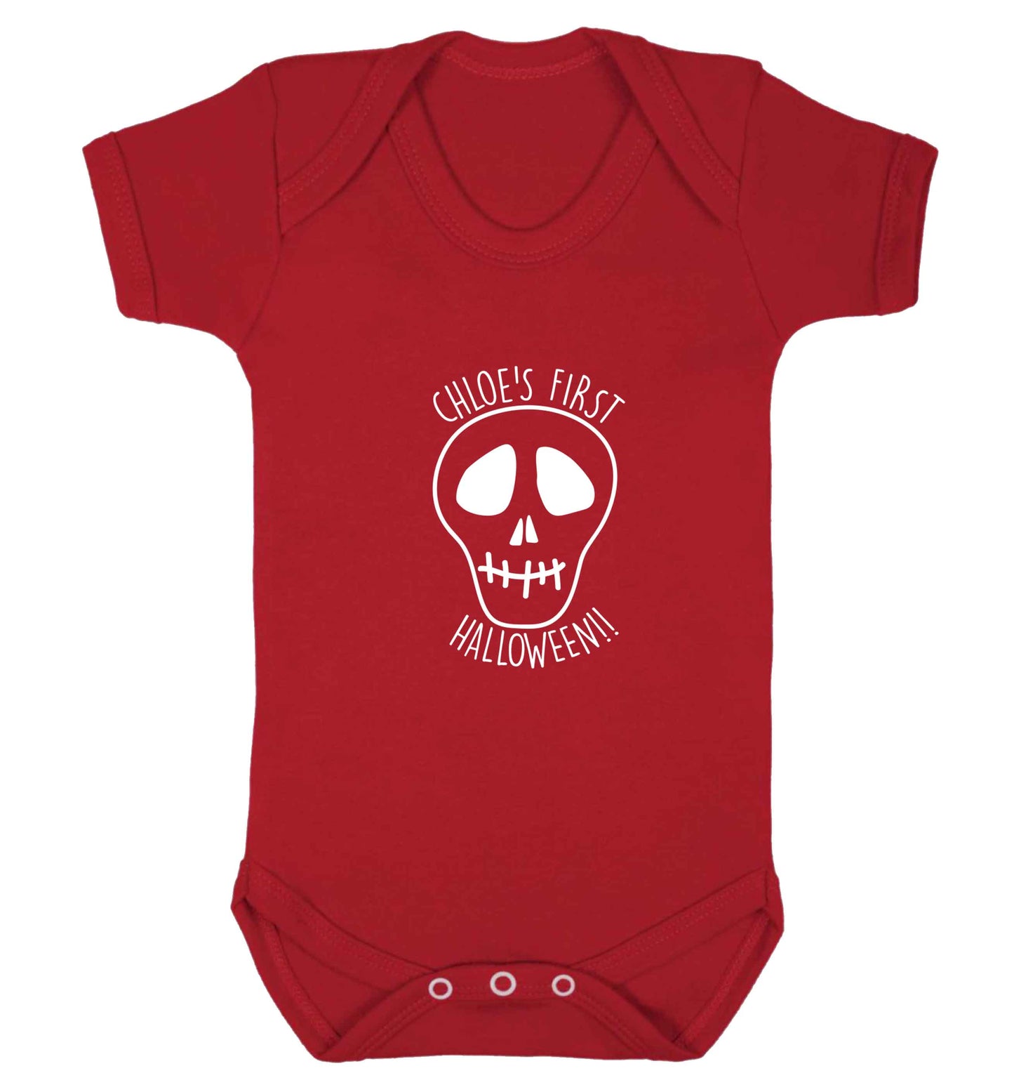 Personalised Skull 1st Halloween baby vest red 18-24 months