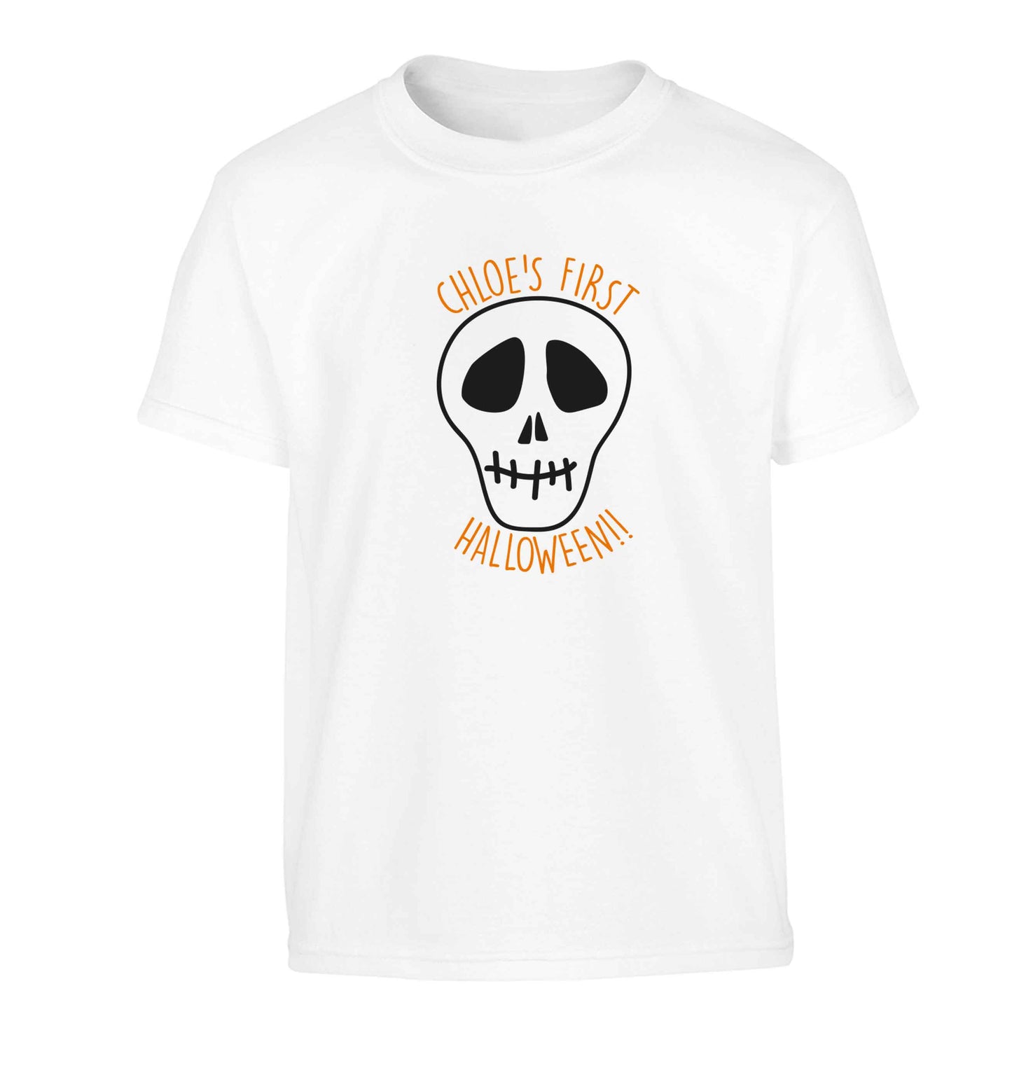 Personalised Skull 1st Halloween Children's white Tshirt 12-13 Years