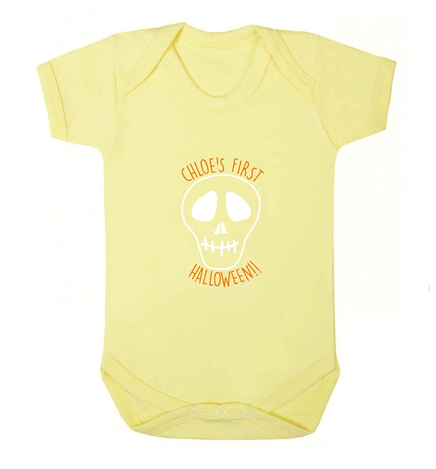 Personalised Skull 1st Halloween baby vest pale yellow 18-24 months
