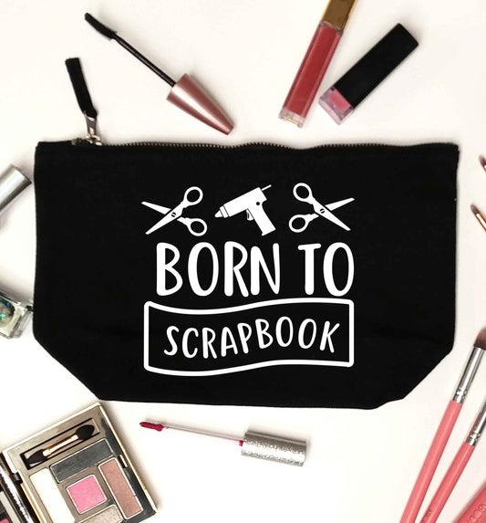 Born to scrapbook black makeup bag