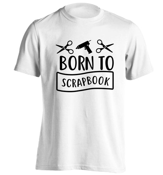 Born to scrapbook adults unisex white Tshirt 2XL