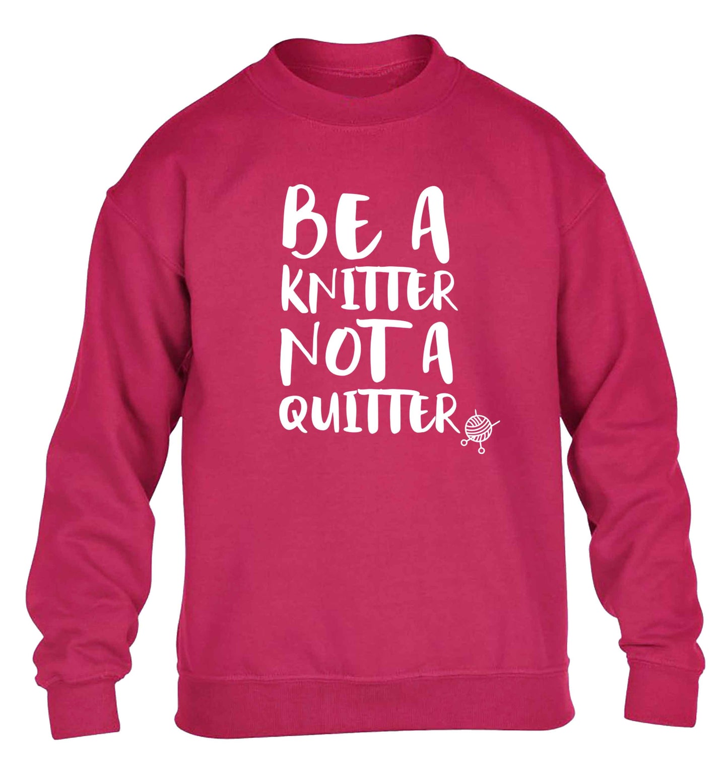 Be a knitter not a quitter children's pink sweater 12-13 Years