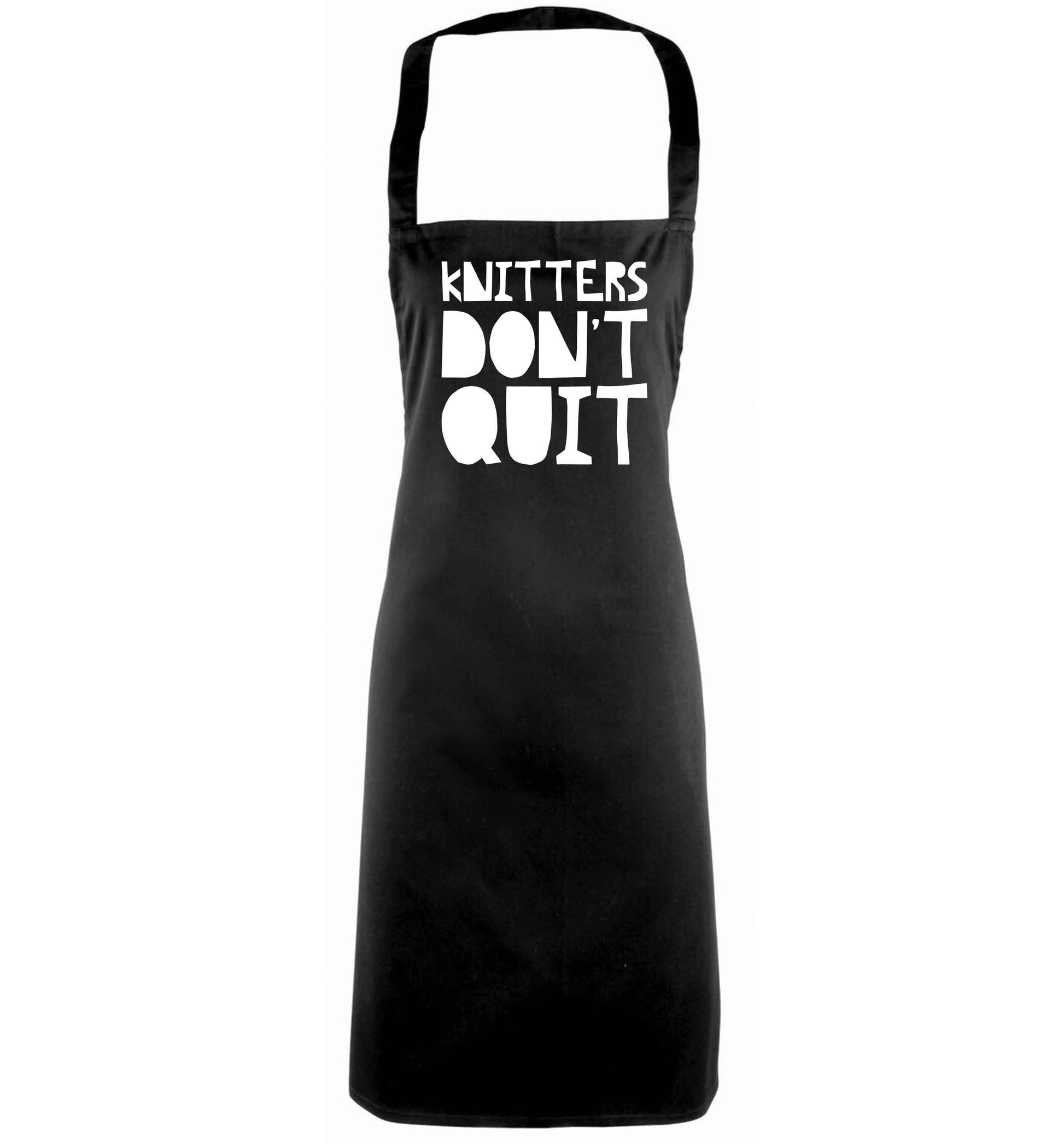 Knitters don't quit black apron