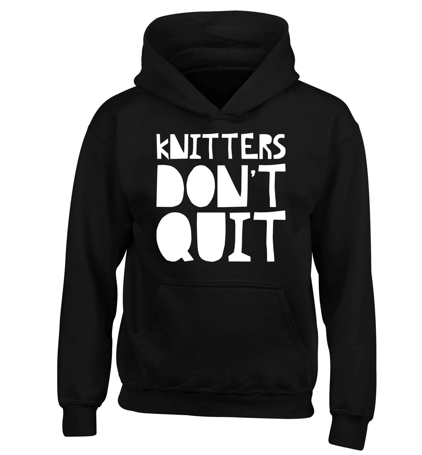 Knitters don't quit children's black hoodie 12-13 Years