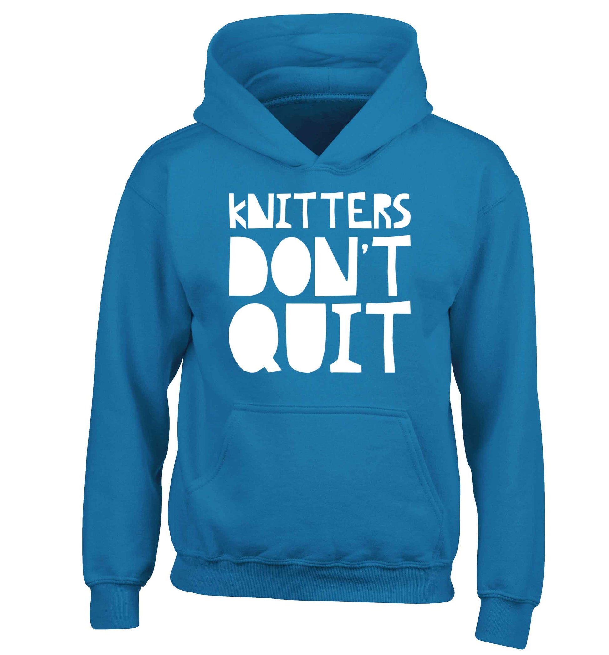 Knitters don't quit children's blue hoodie 12-13 Years