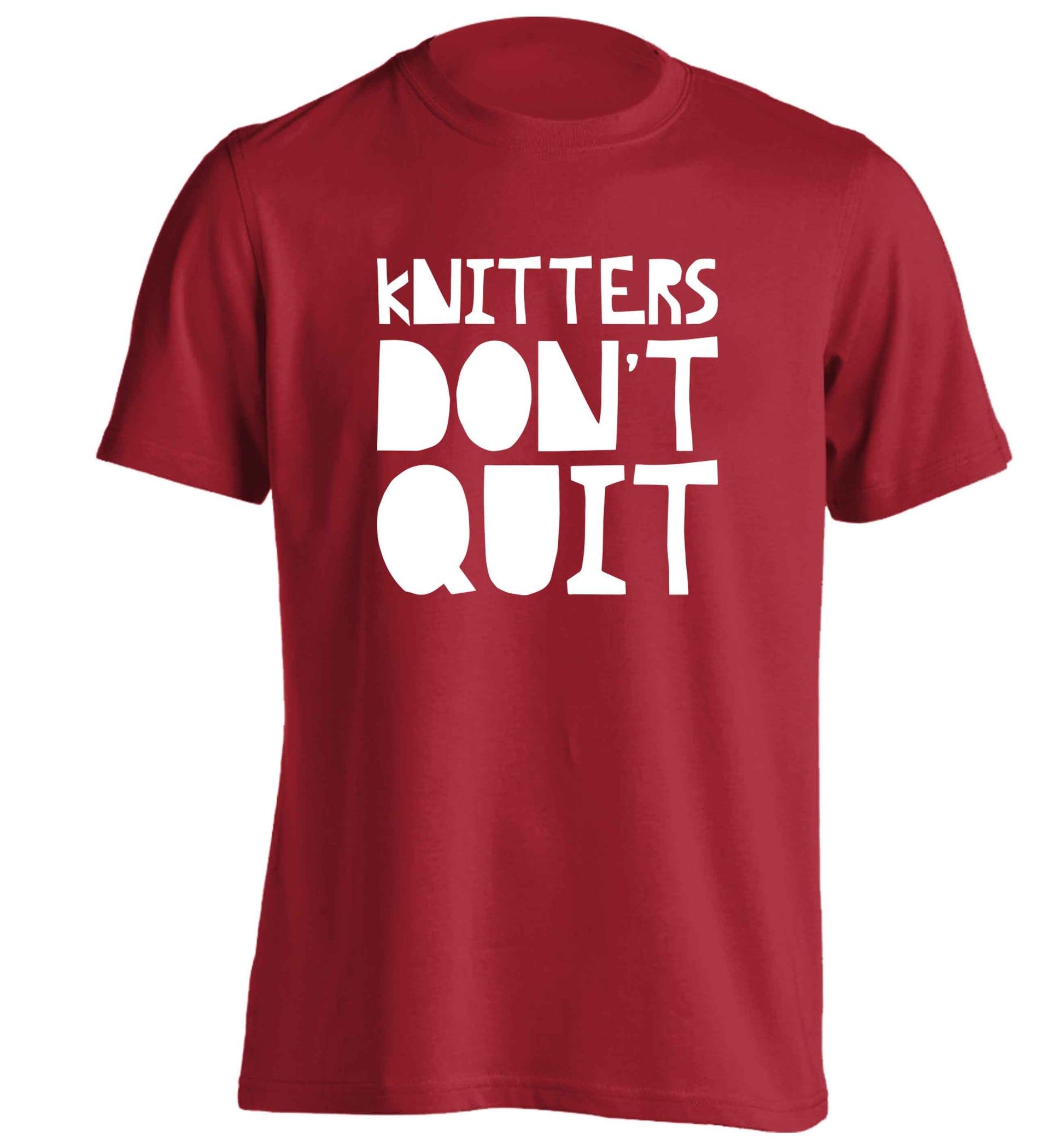 Knitters don't quit adults unisex red Tshirt 2XL