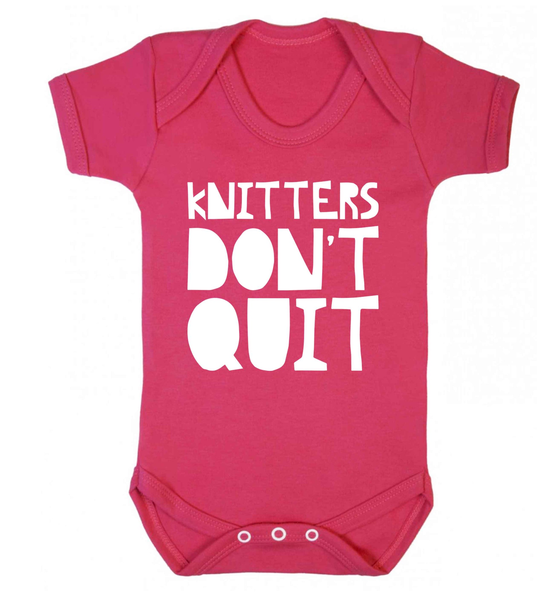 Knitters don't quit Baby Vest dark pink 18-24 months
