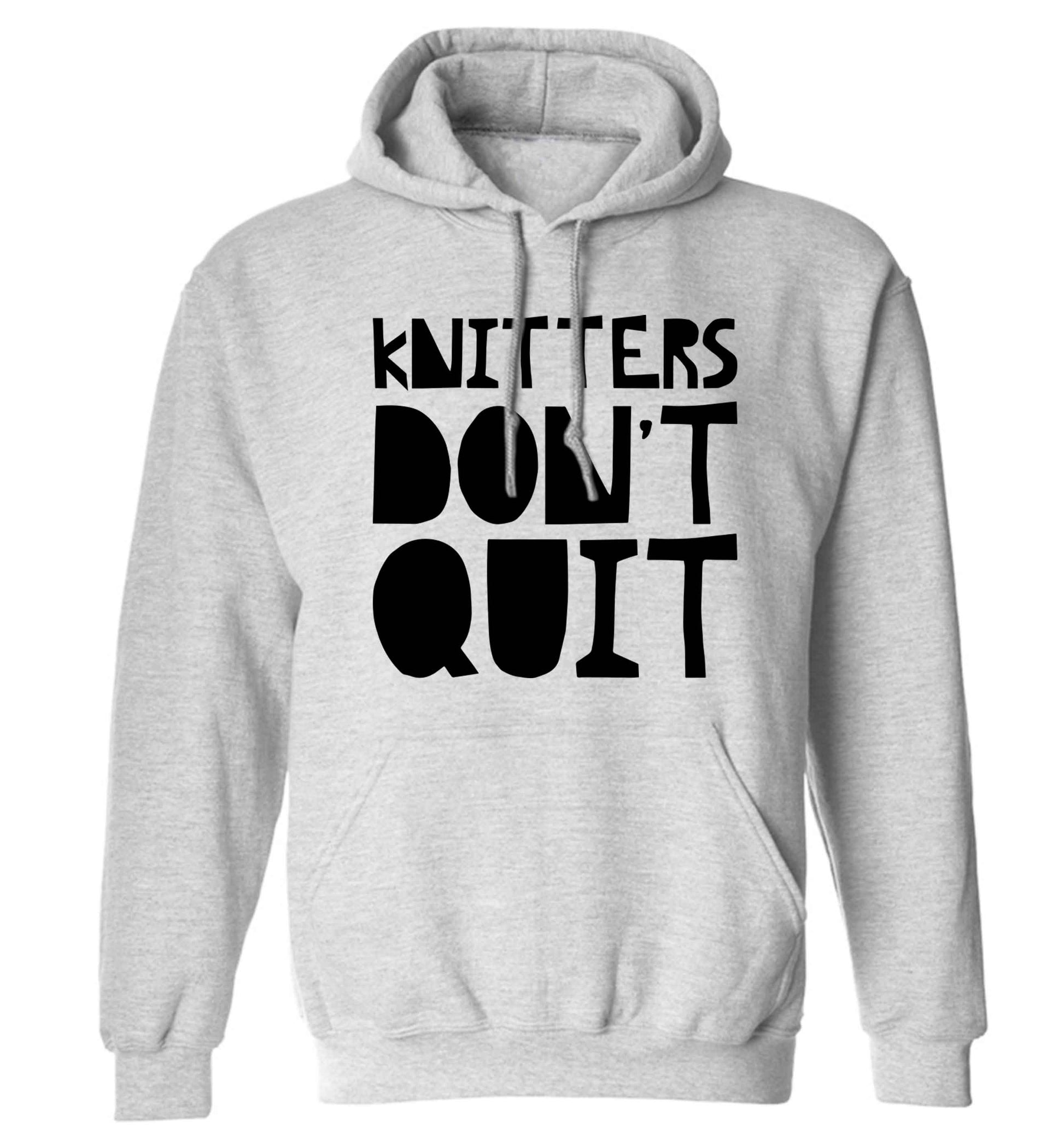 Knitters don't quit adults unisex grey hoodie 2XL