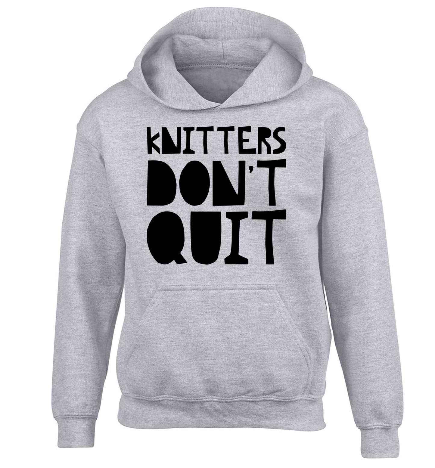 Knitters don't quit children's grey hoodie 12-13 Years