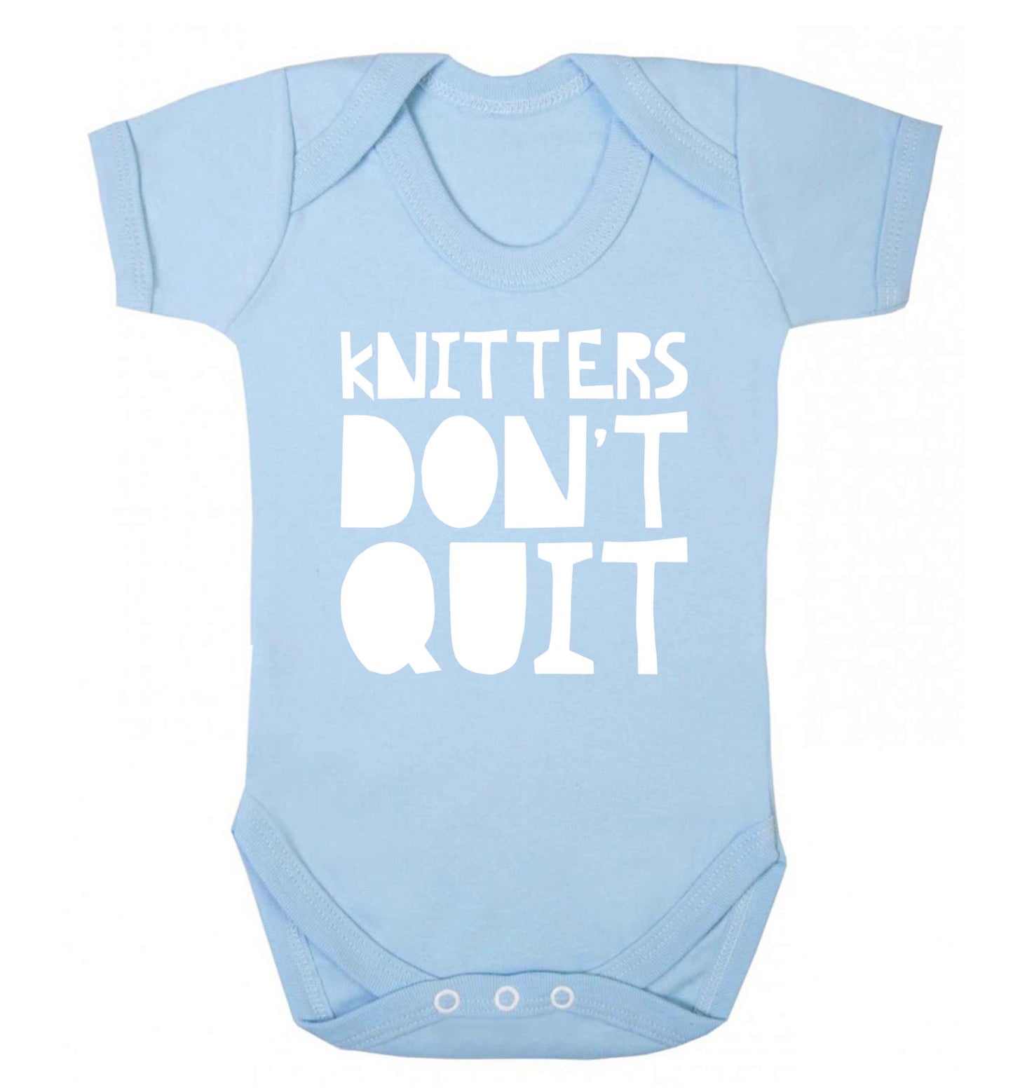 Knitters don't quit Baby Vest pale blue 18-24 months