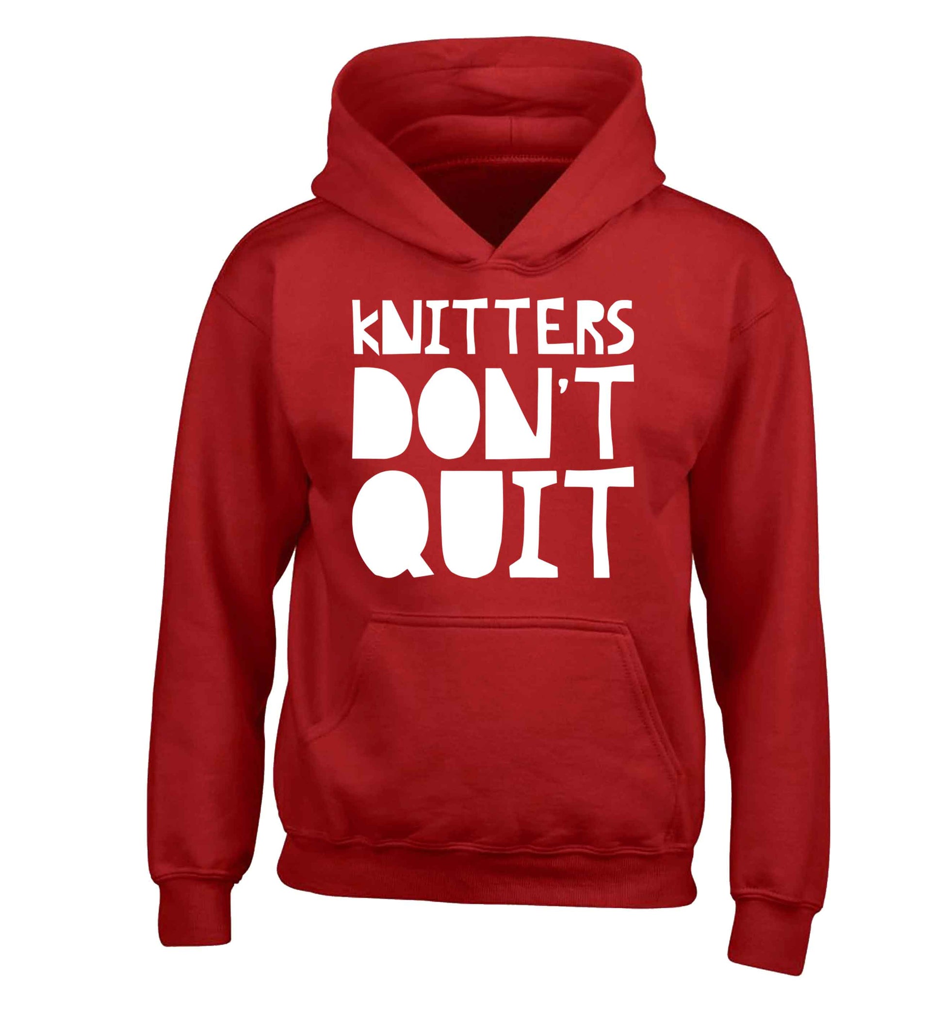 Knitters don't quit children's red hoodie 12-13 Years