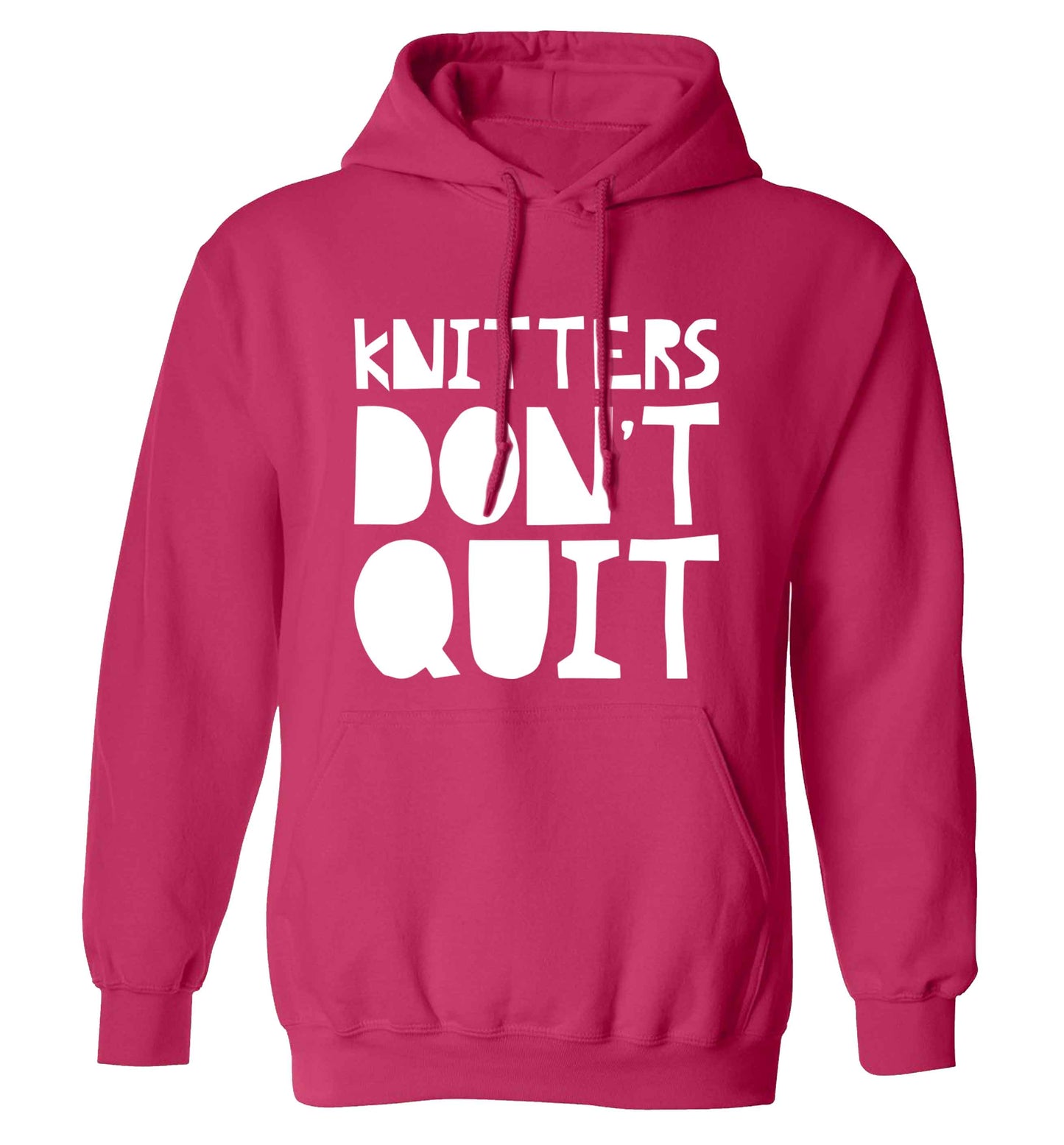 Knitters don't quit adults unisex pink hoodie 2XL