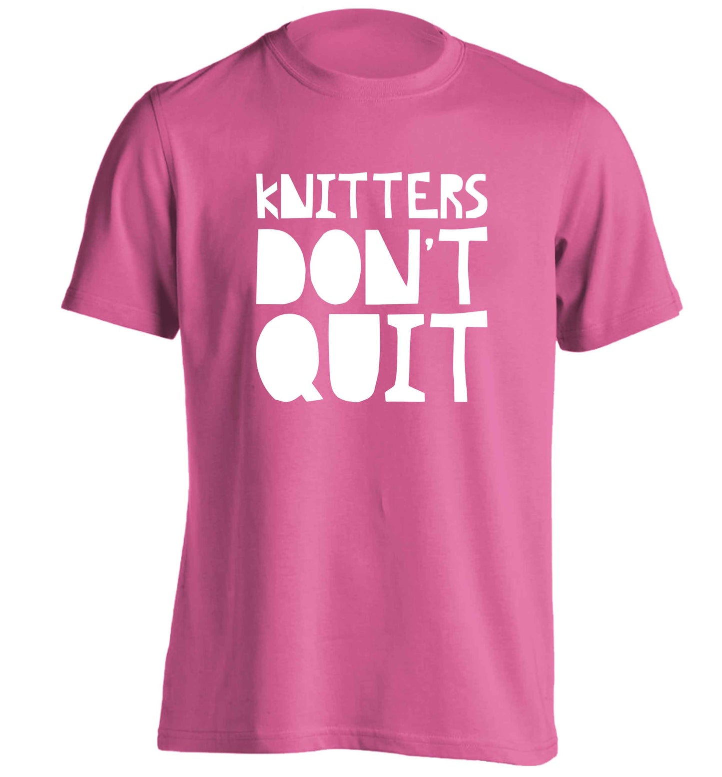 Knitters don't quit adults unisex pink Tshirt 2XL