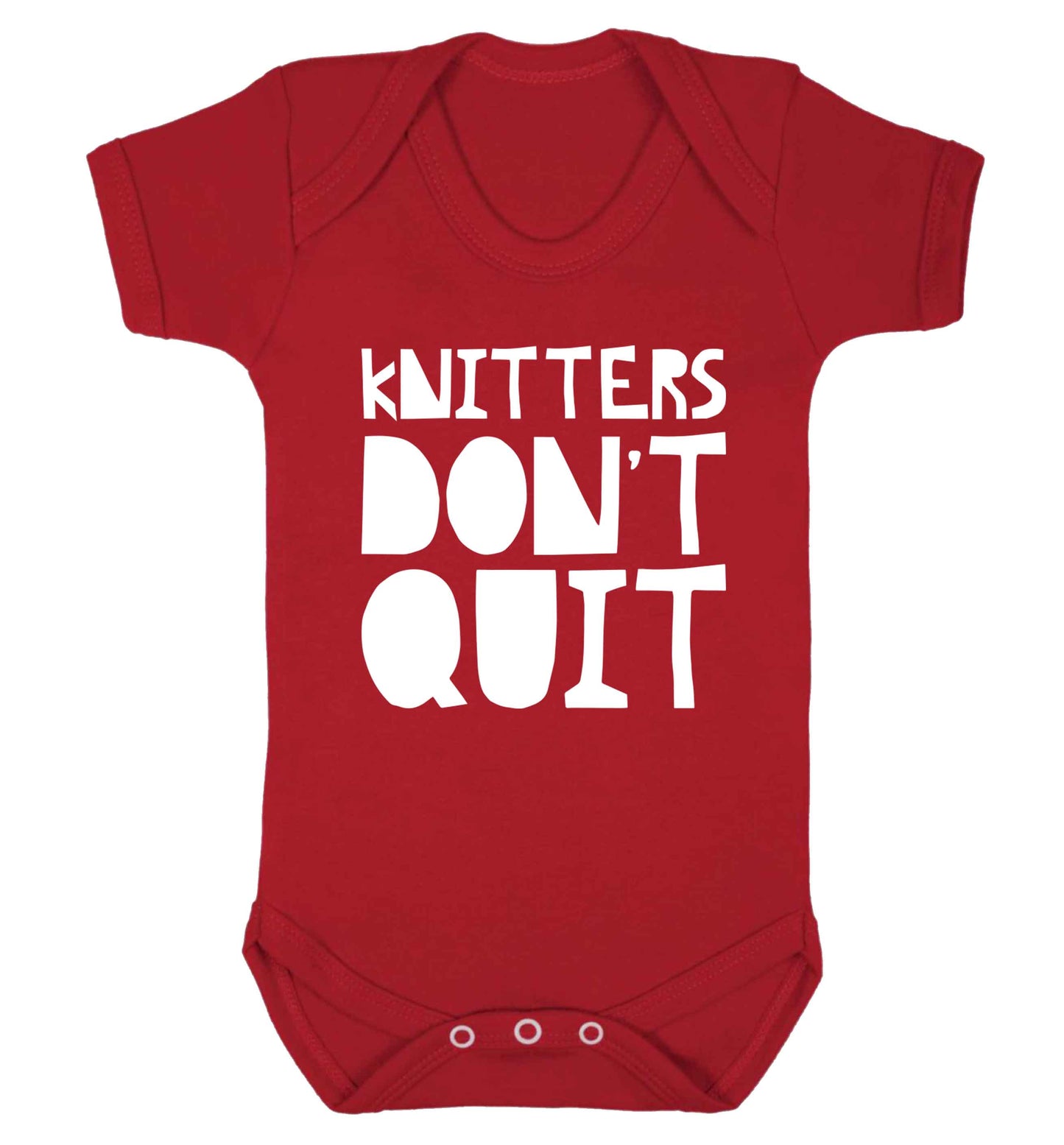 Knitters don't quit Baby Vest red 18-24 months