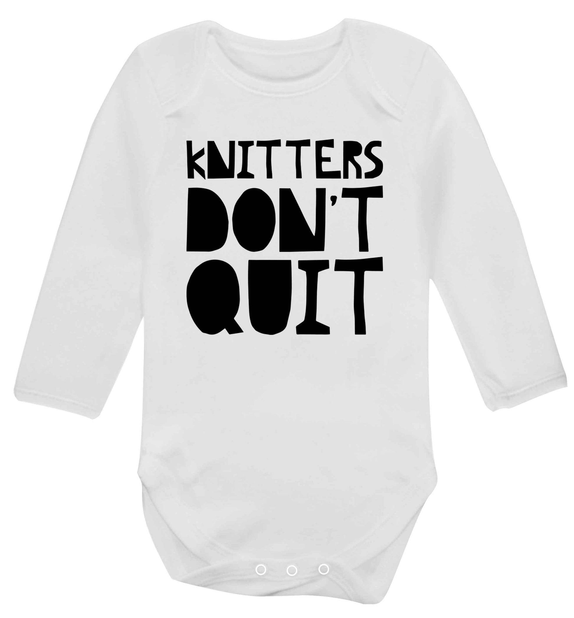 Knitters don't quit Baby Vest long sleeved white 6-12 months