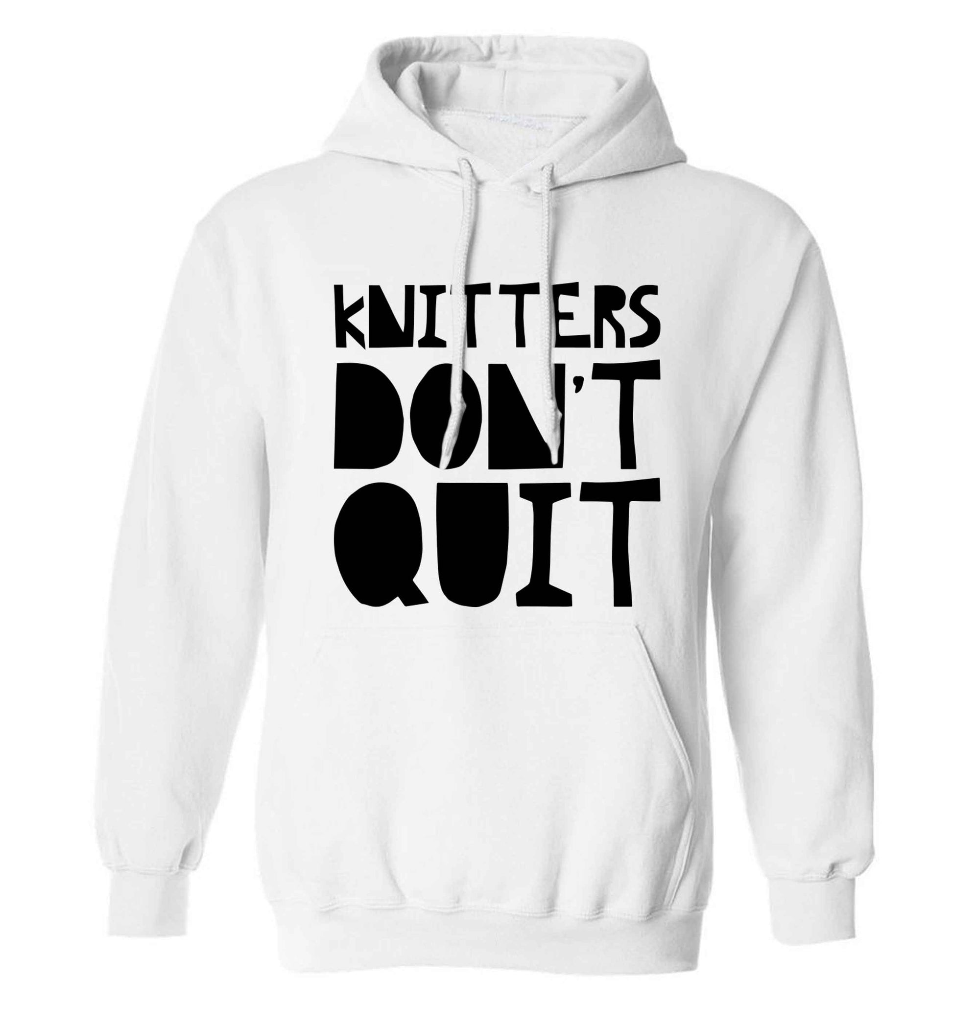 Knitters don't quit adults unisex white hoodie 2XL