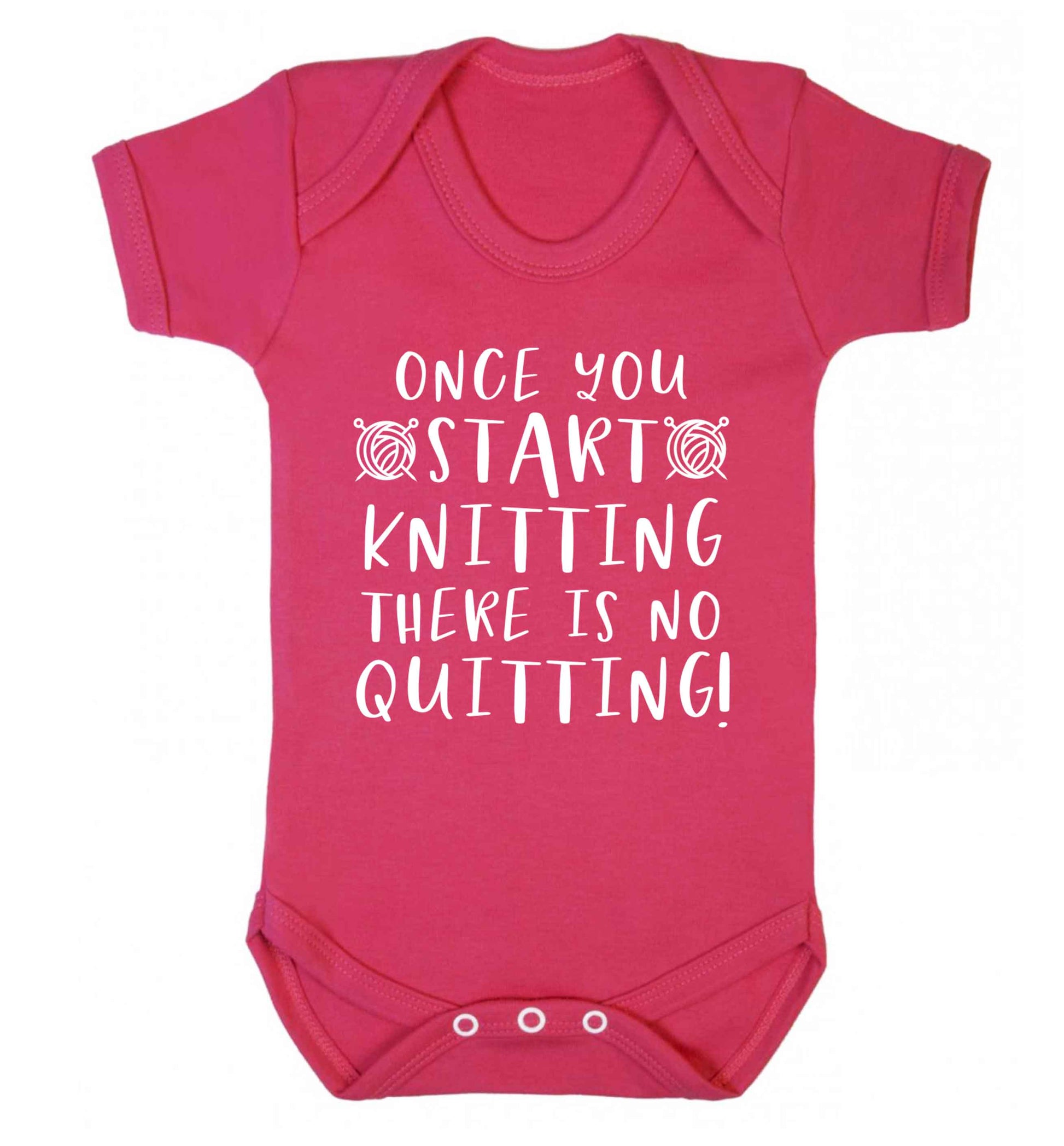 Once you start knitting there is no quitting! Baby Vest dark pink 18-24 months