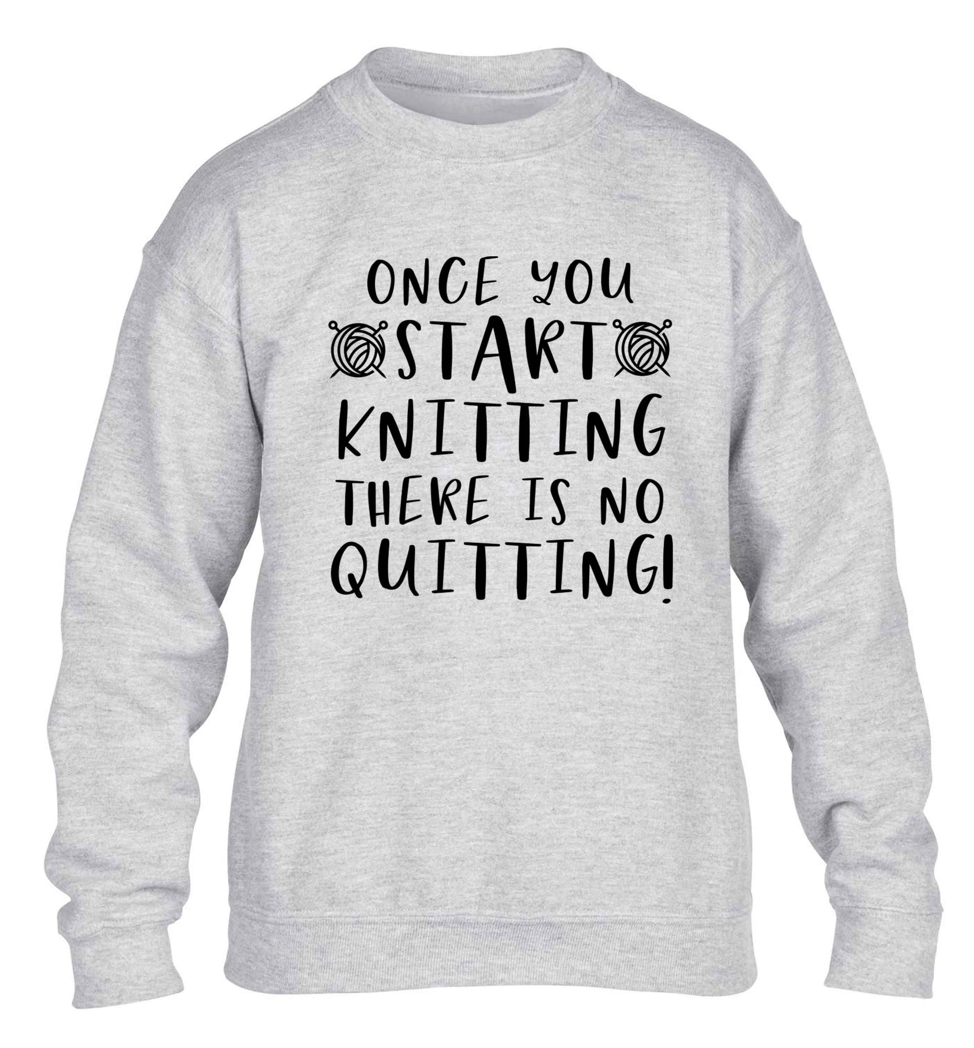 Once you start knitting there is no quitting! children's grey sweater 12-13 Years