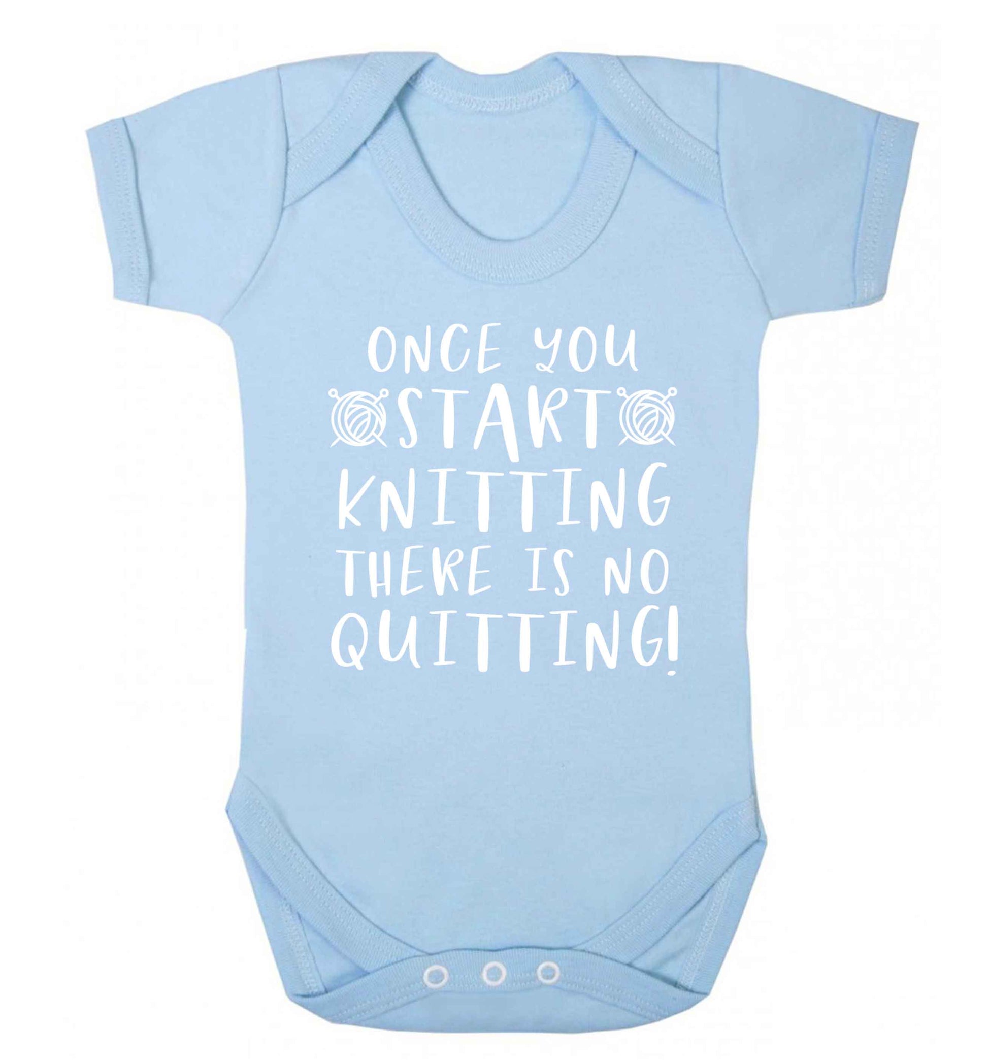 Once you start knitting there is no quitting! Baby Vest pale blue 18-24 months