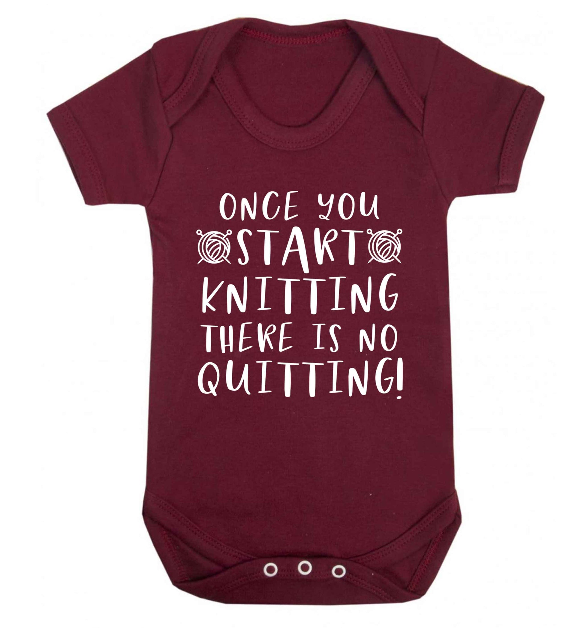 Once you start knitting there is no quitting! Baby Vest maroon 18-24 months