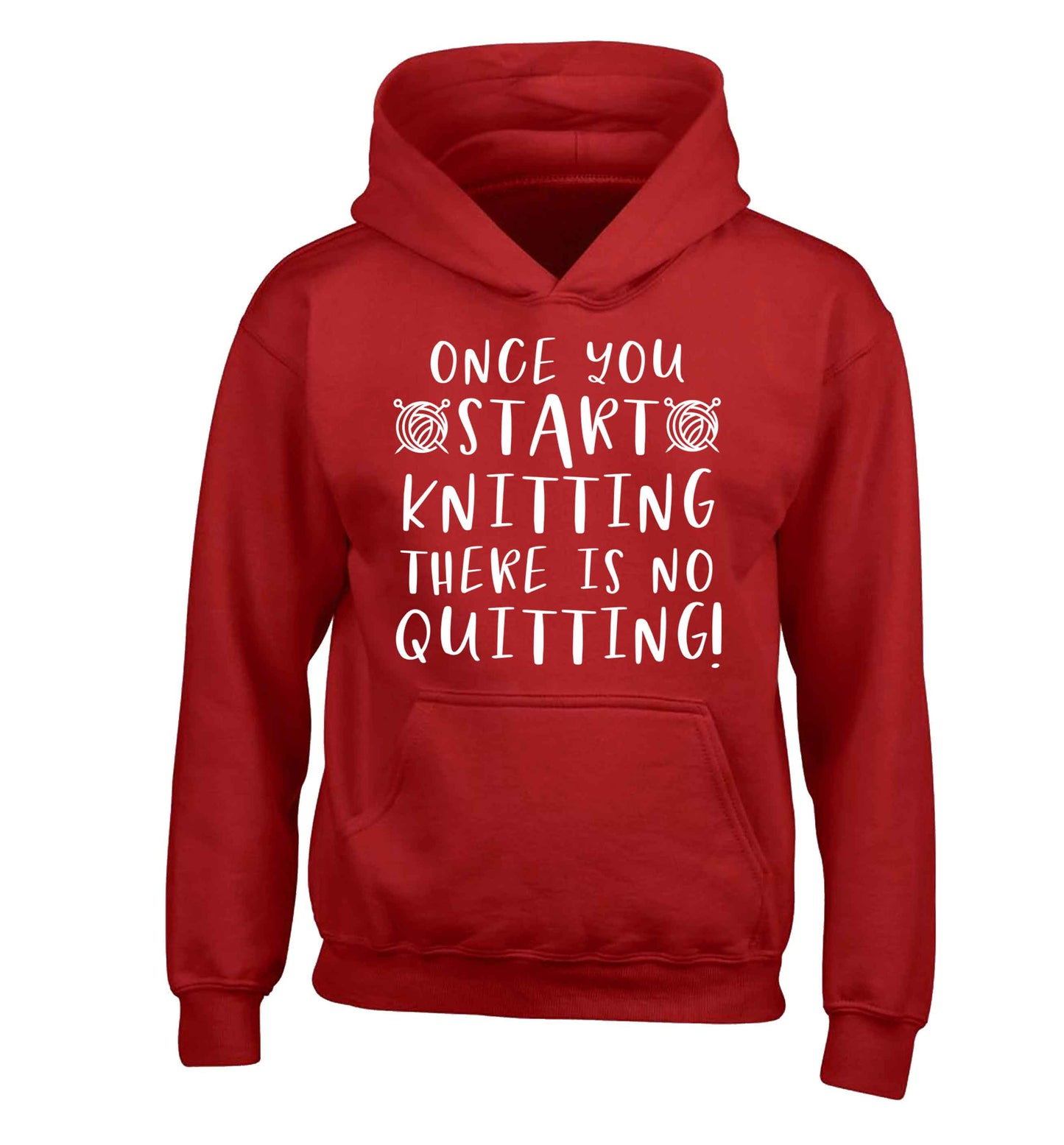 Once you start knitting there is no quitting! children's red hoodie 12-13 Years