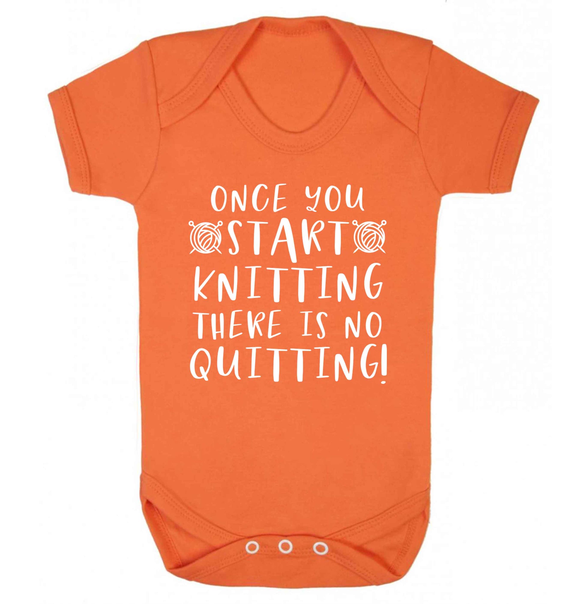 Once you start knitting there is no quitting! Baby Vest orange 18-24 months