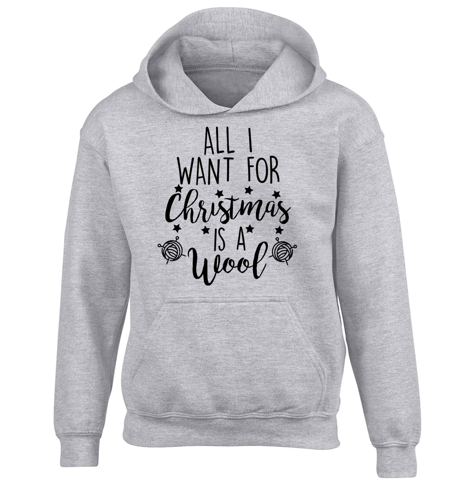 All I want for Christmas is wool! children's grey hoodie 12-13 Years