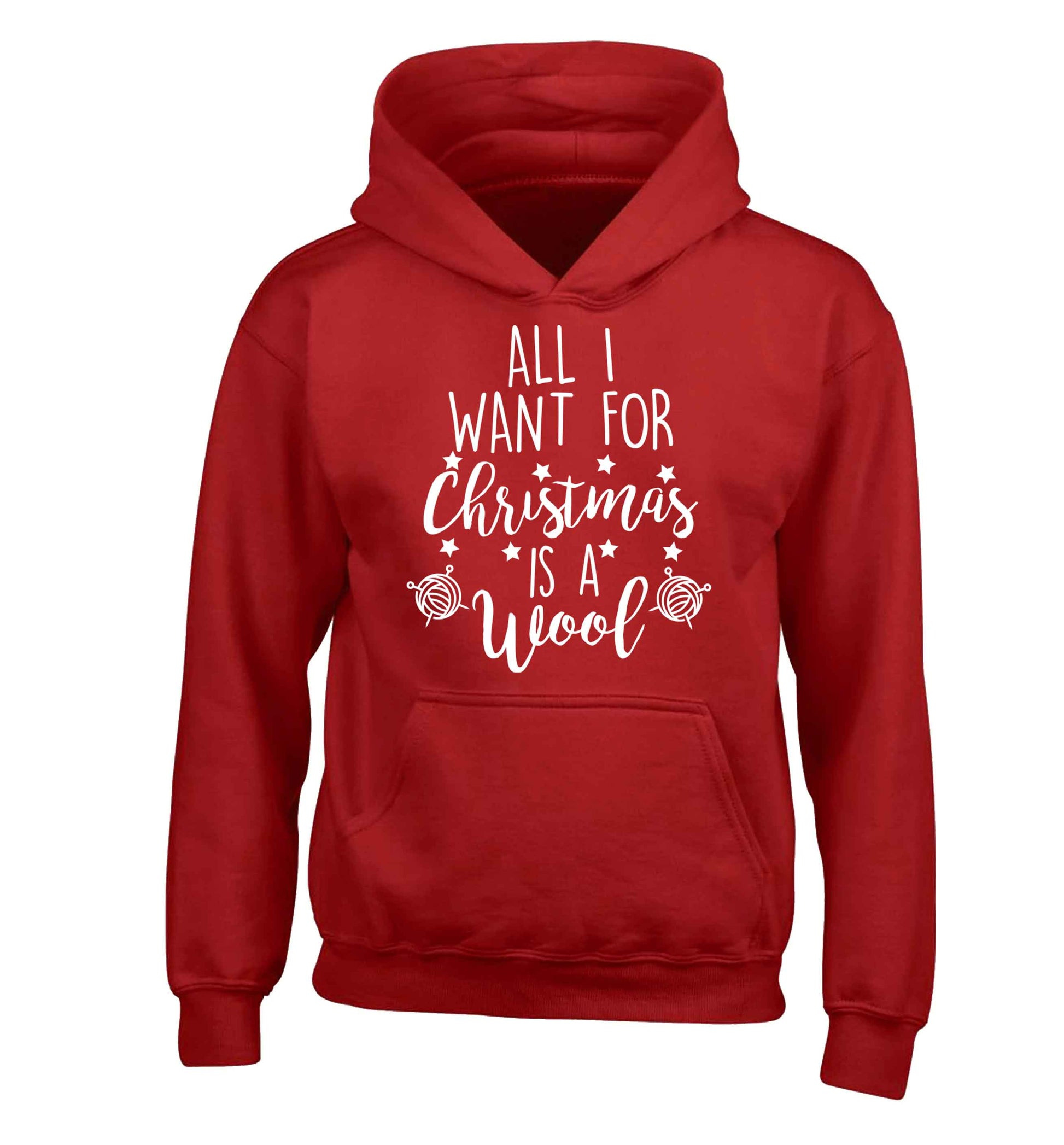 All I want for Christmas is wool! children's red hoodie 12-13 Years
