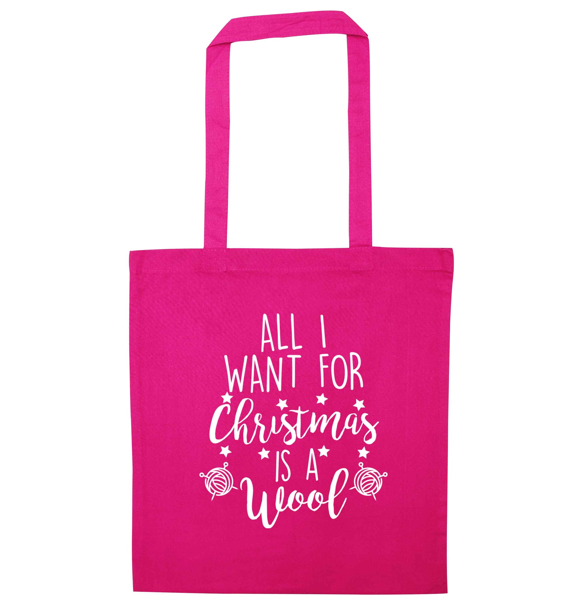 All I want for Christmas is wool! pink tote bag