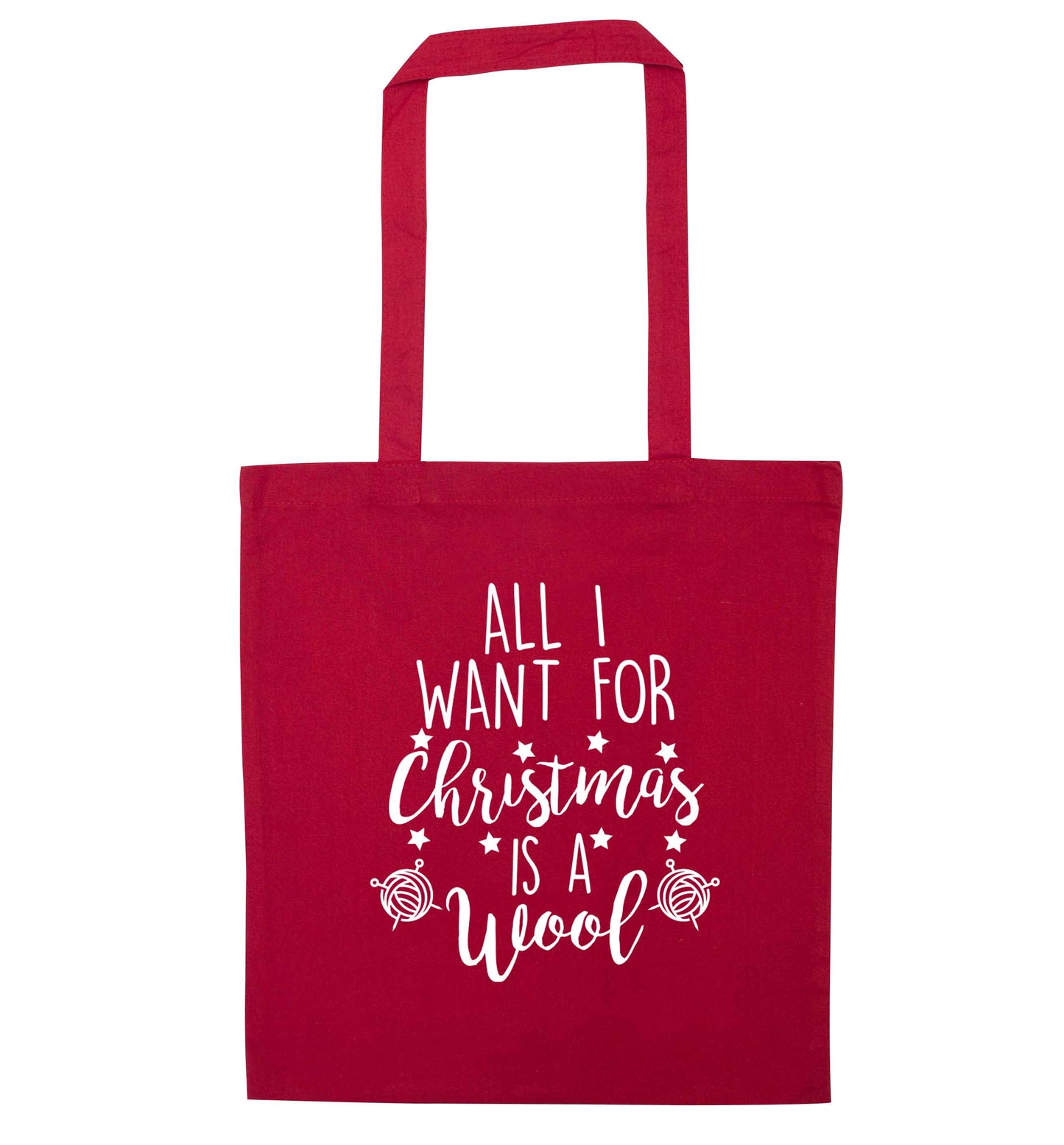 All I want for Christmas is wool! red tote bag