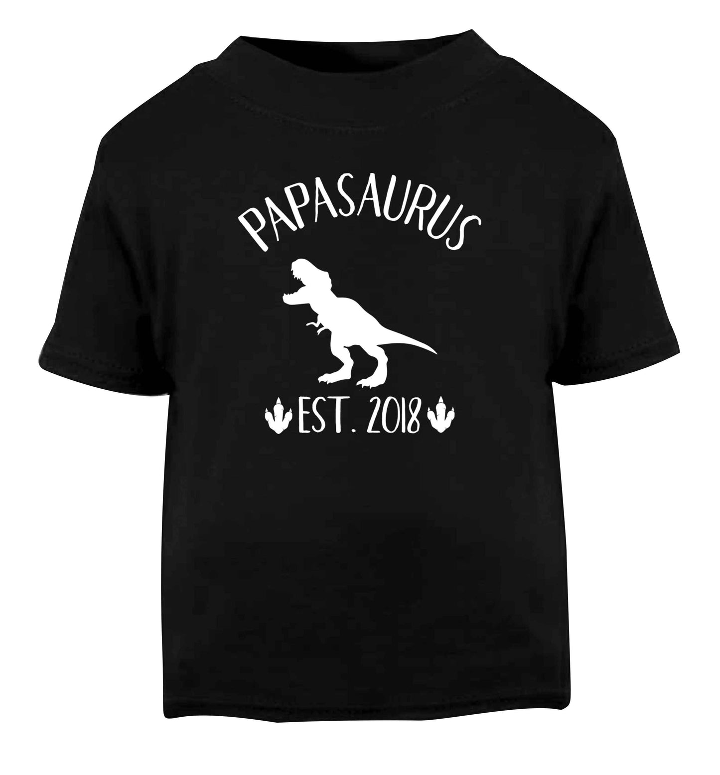 Personalised papasaurus since (custom date) Black Baby Toddler Tshirt 2 years