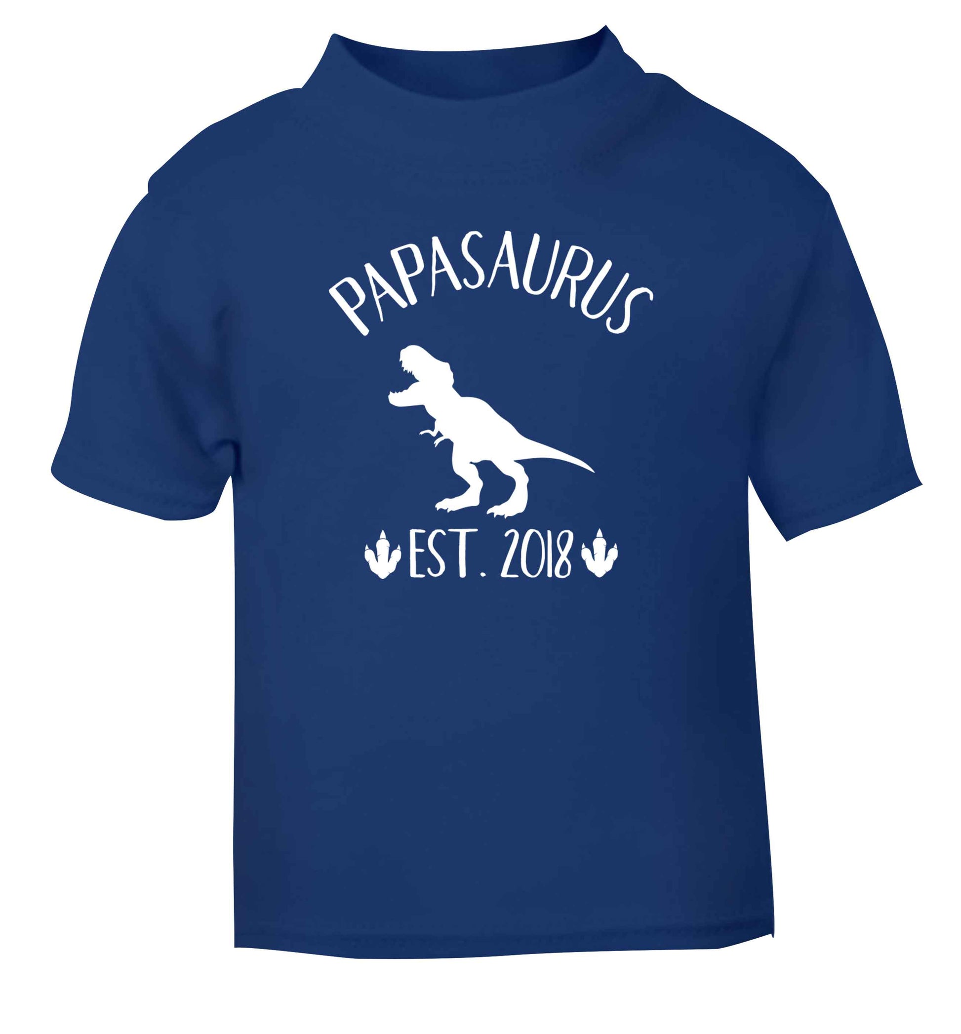 Personalised papasaurus since (custom date) blue Baby Toddler Tshirt 2 Years