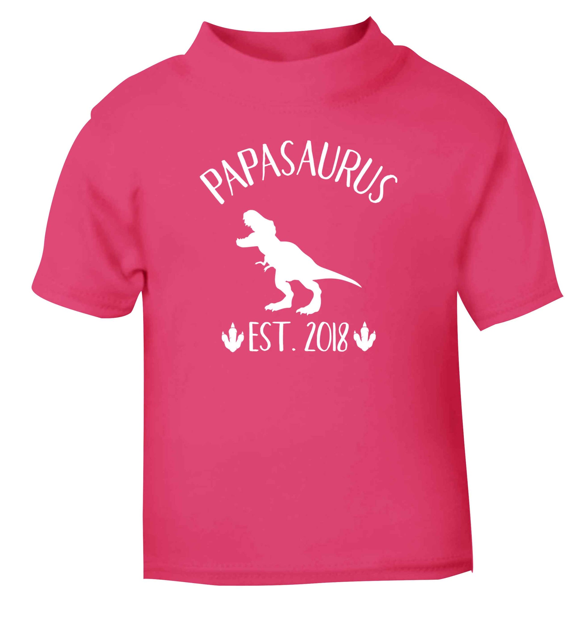 Personalised papasaurus since (custom date) pink Baby Toddler Tshirt 2 Years