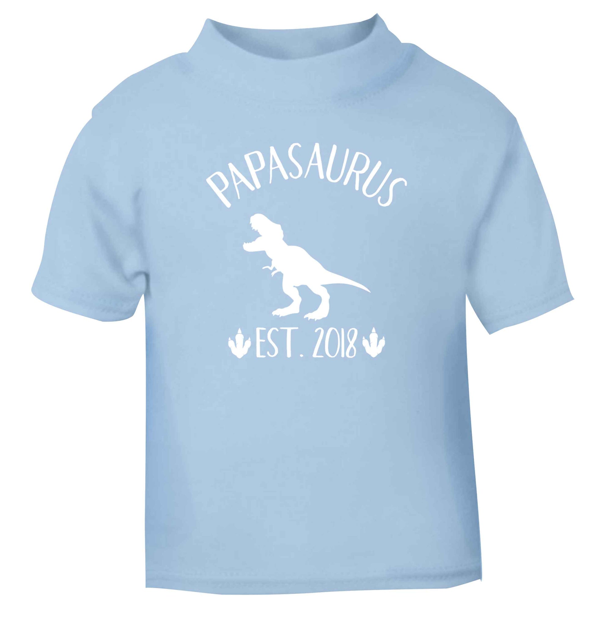 Personalised papasaurus since (custom date) light blue Baby Toddler Tshirt 2 Years