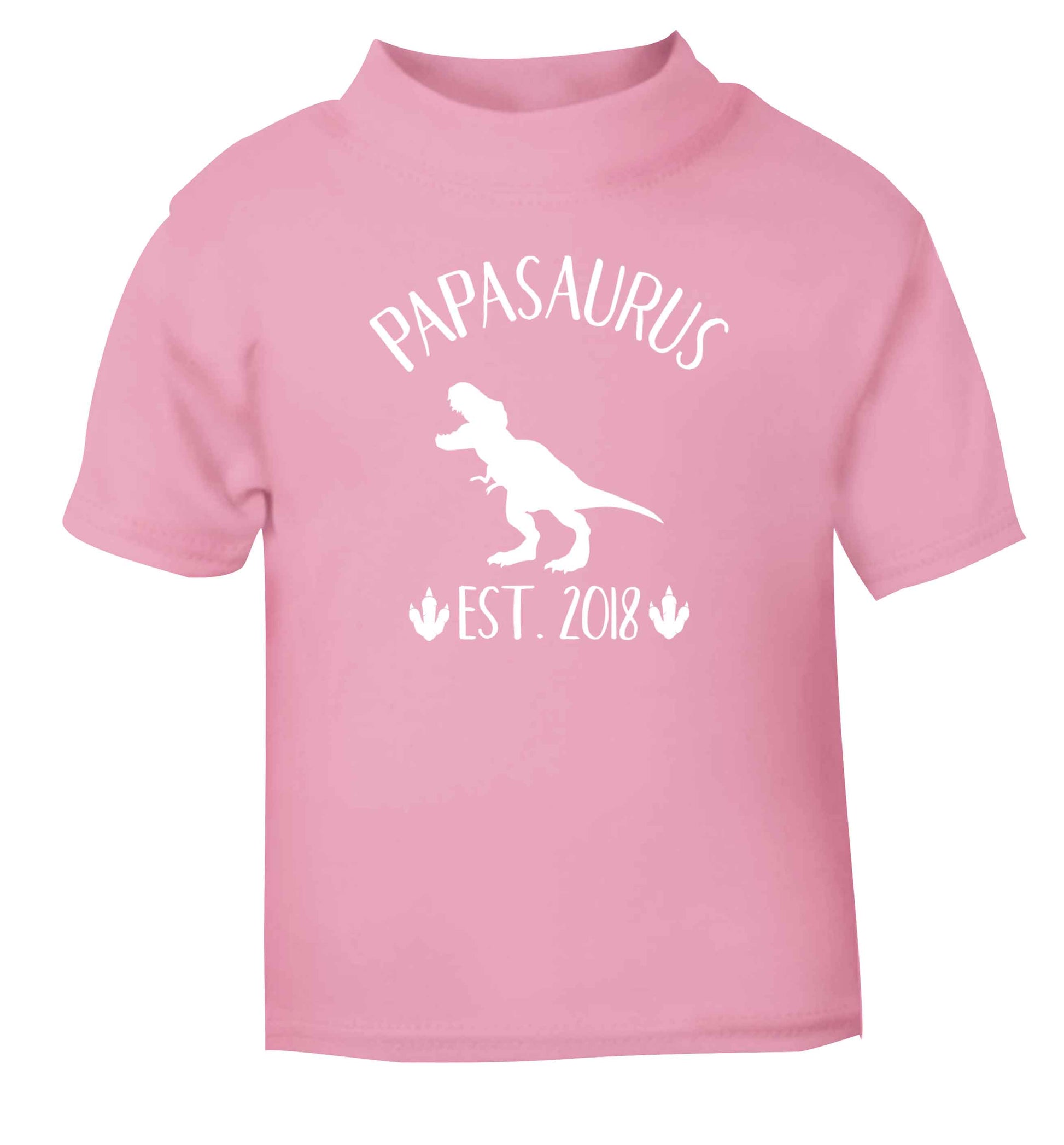 Personalised papasaurus since (custom date) light pink Baby Toddler Tshirt 2 Years