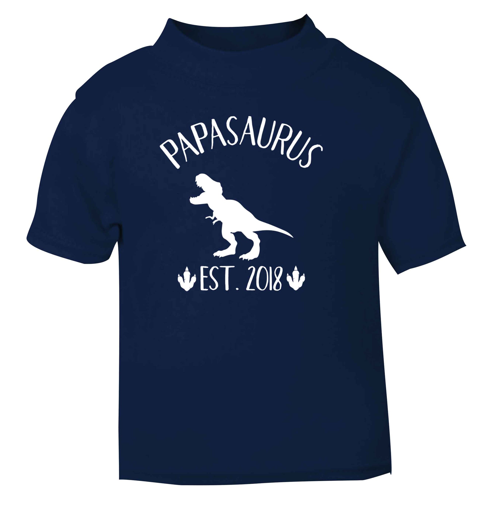 Personalised papasaurus since (custom date) navy Baby Toddler Tshirt 2 Years