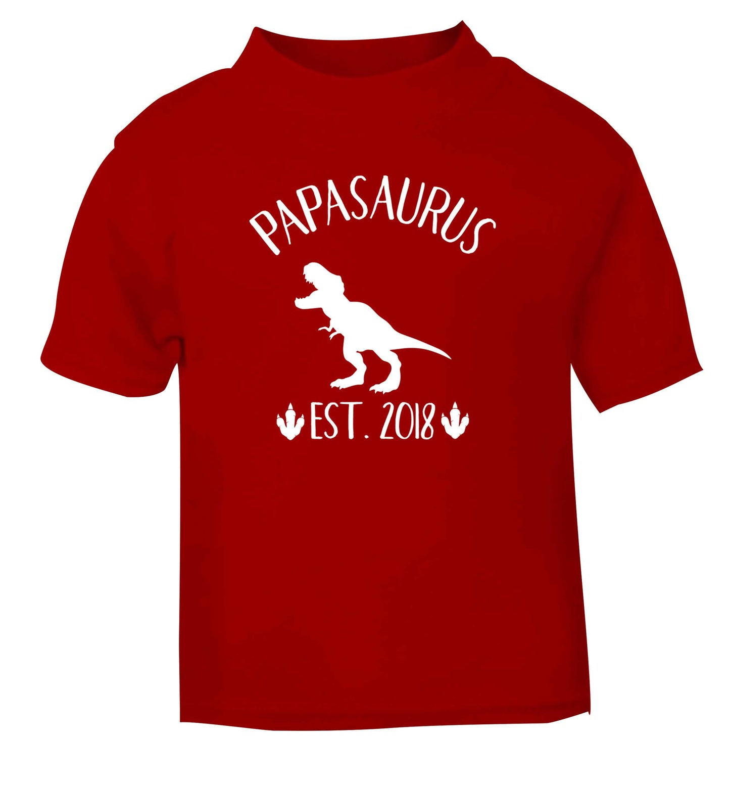 Personalised papasaurus since (custom date) red Baby Toddler Tshirt 2 Years