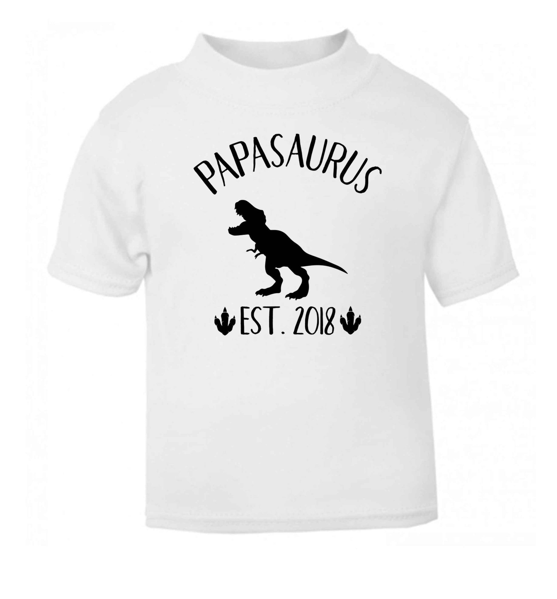 Personalised papasaurus since (custom date) white Baby Toddler Tshirt 2 Years