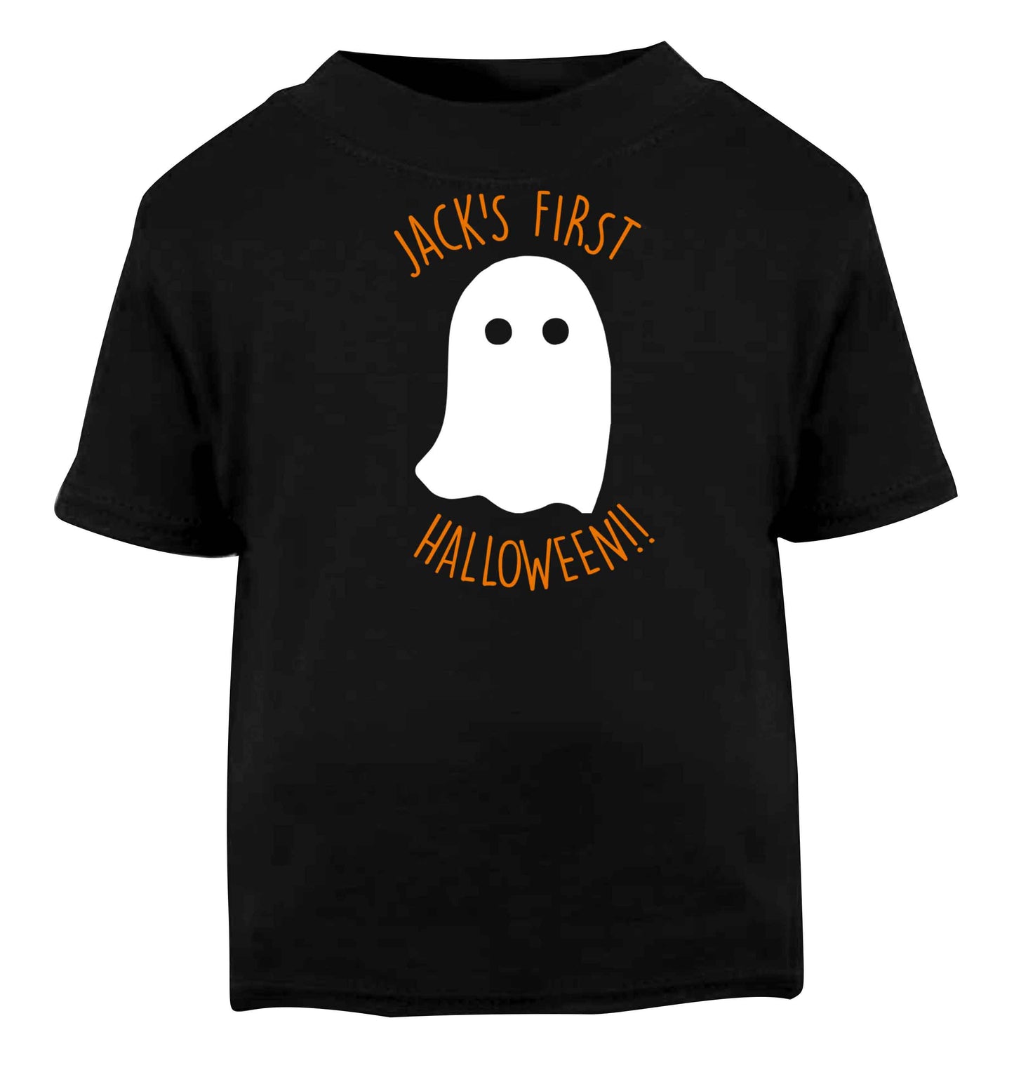 Personalised first halloween - ghost Black baby toddler Tshirt 2 years