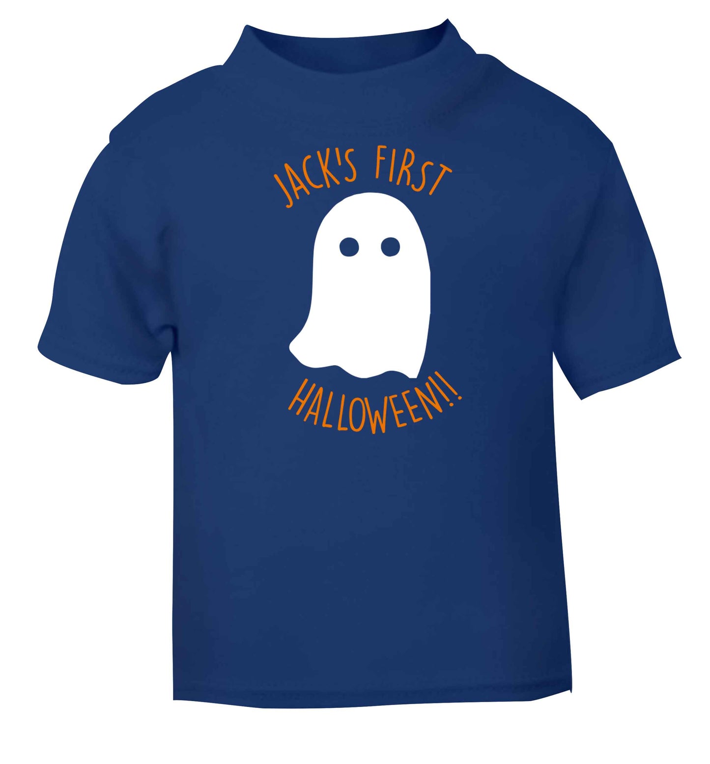 Personalised first halloween - ghost blue baby toddler Tshirt 2 Years