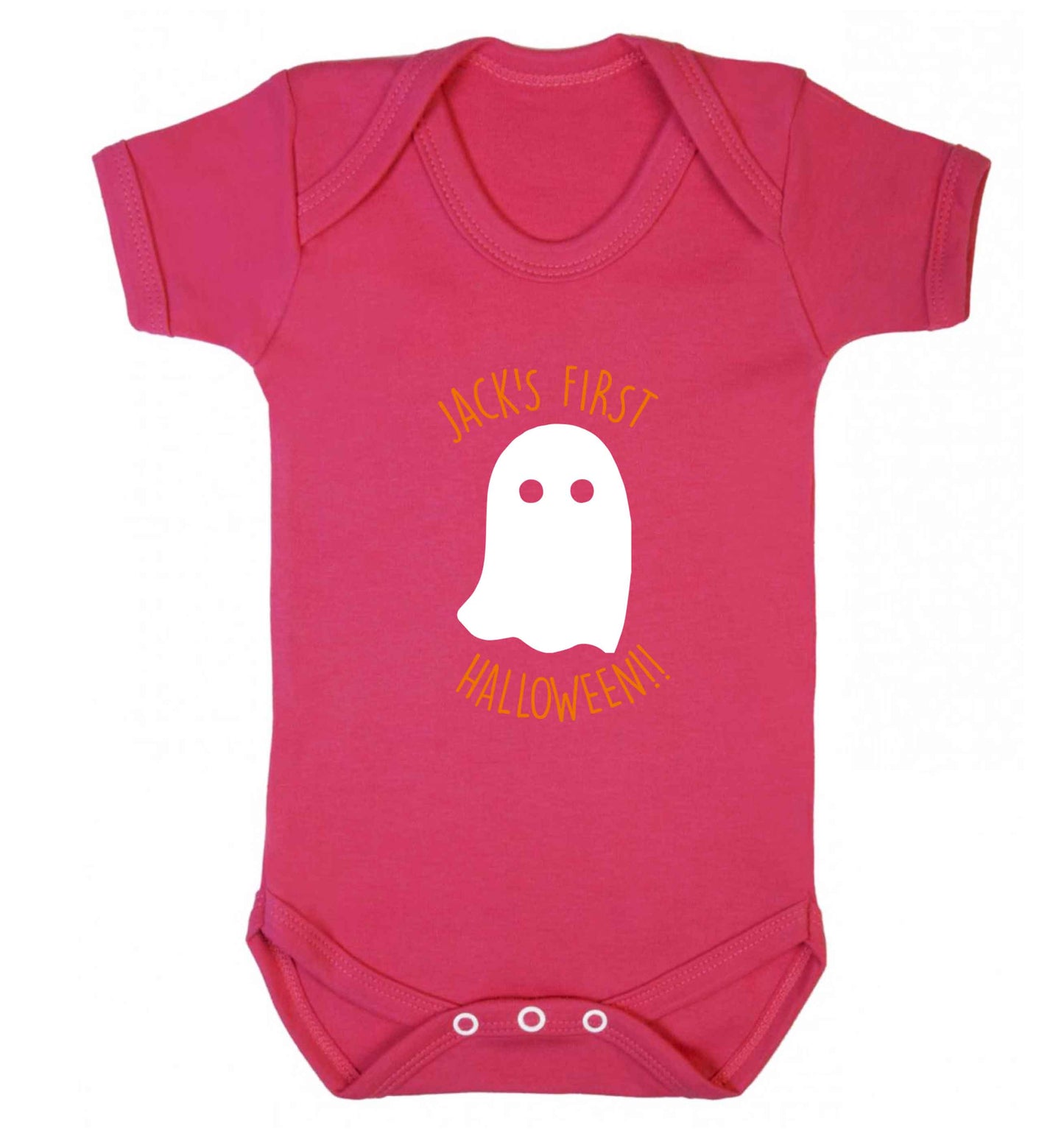 Personalised Pumpking Halloween baby vest dark pink 18-24 months