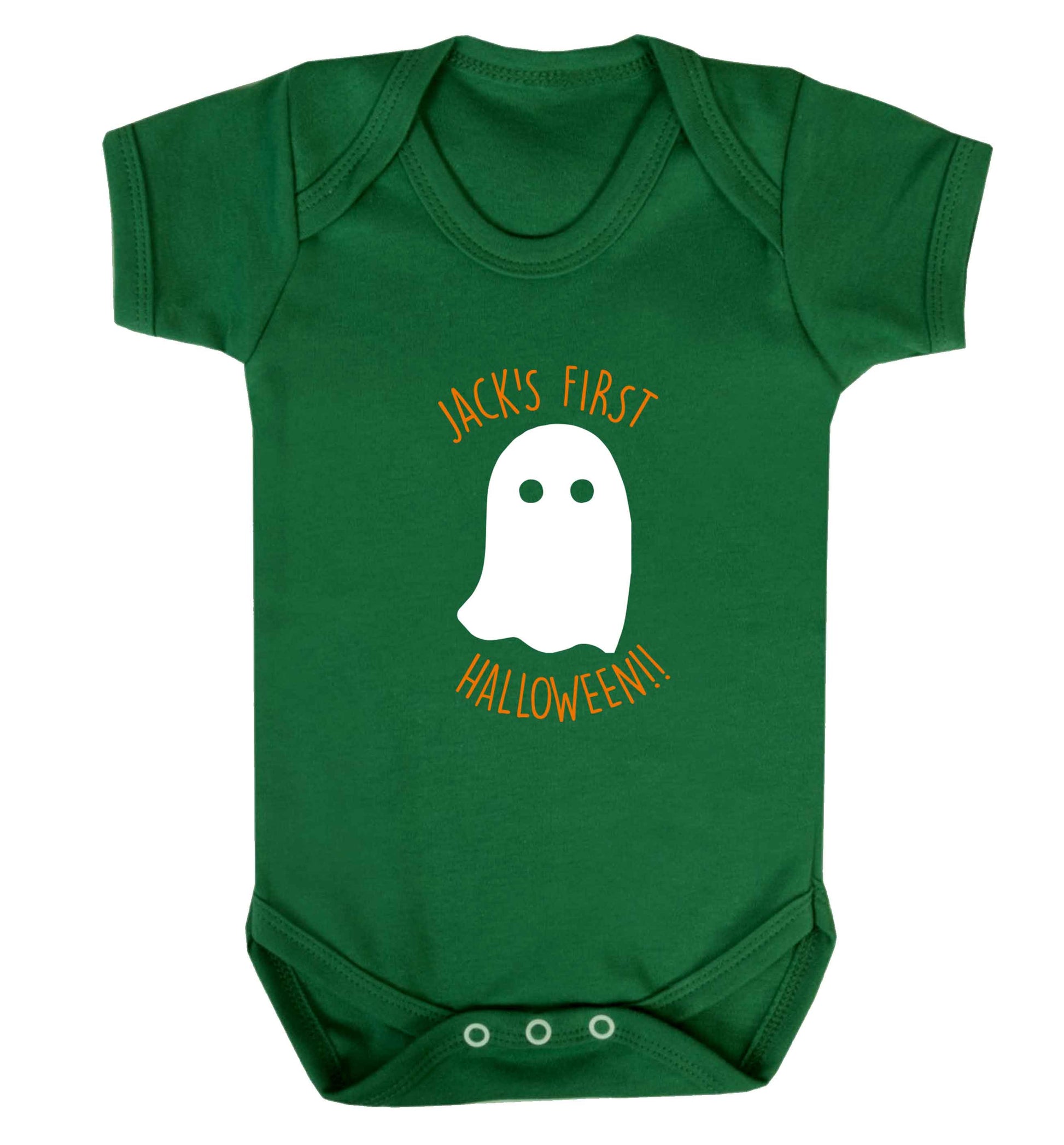 Personalised Pumpking Halloween baby vest green 18-24 months