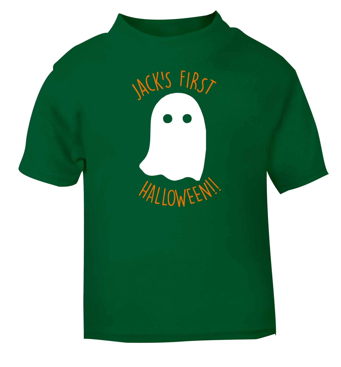 Personalised first halloween - ghost green baby toddler Tshirt 2 Years