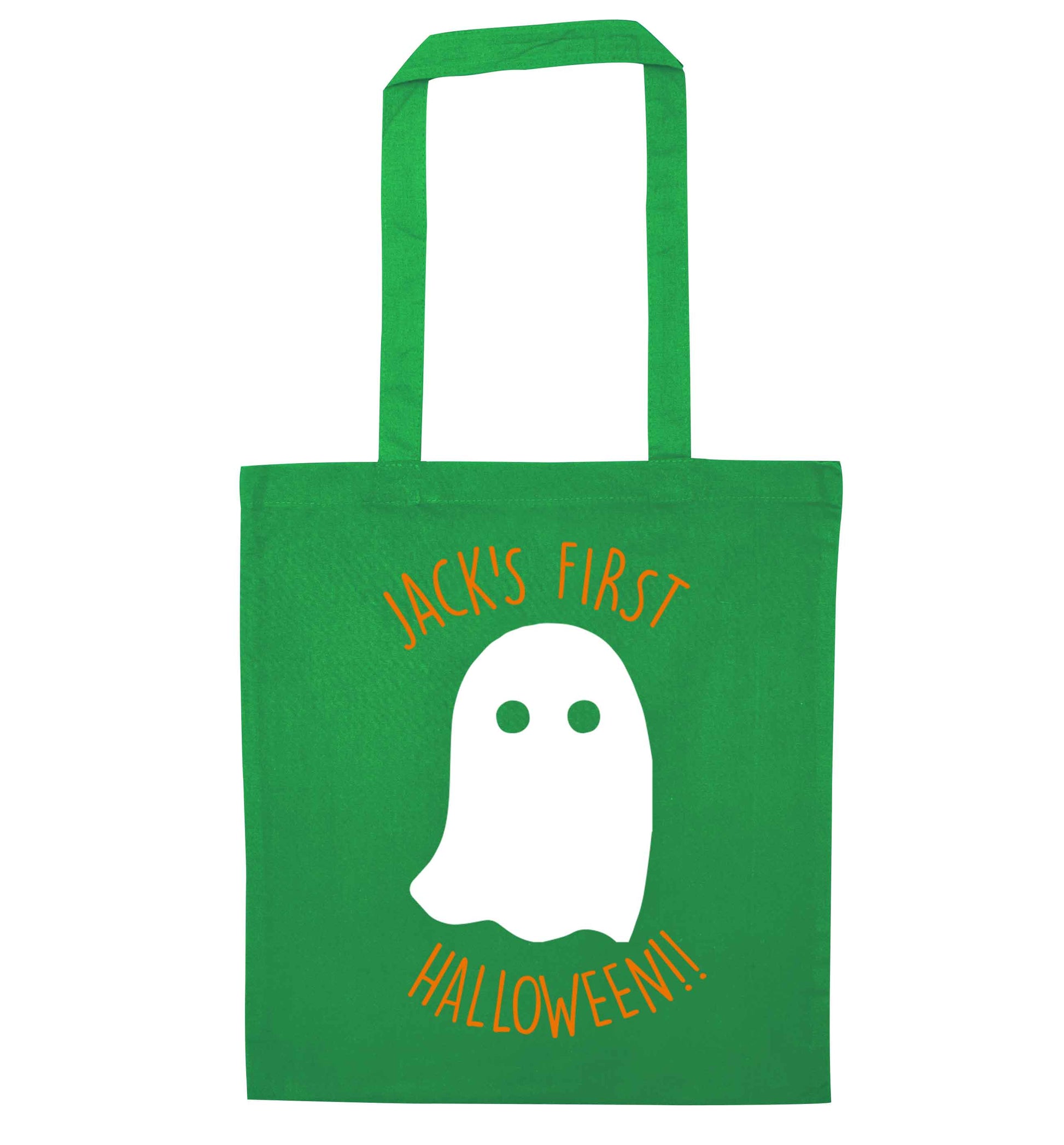 Personalised Pumpking Halloween green tote bag