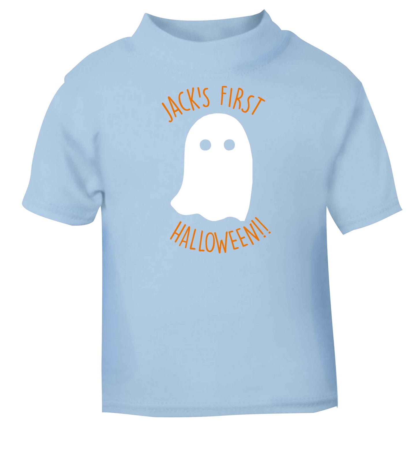 Personalised first halloween - ghost light blue baby toddler Tshirt 2 Years