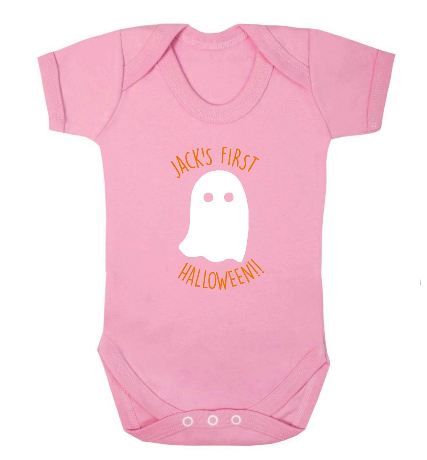 Personalised Pumpking Halloween baby vest pale pink 18-24 months