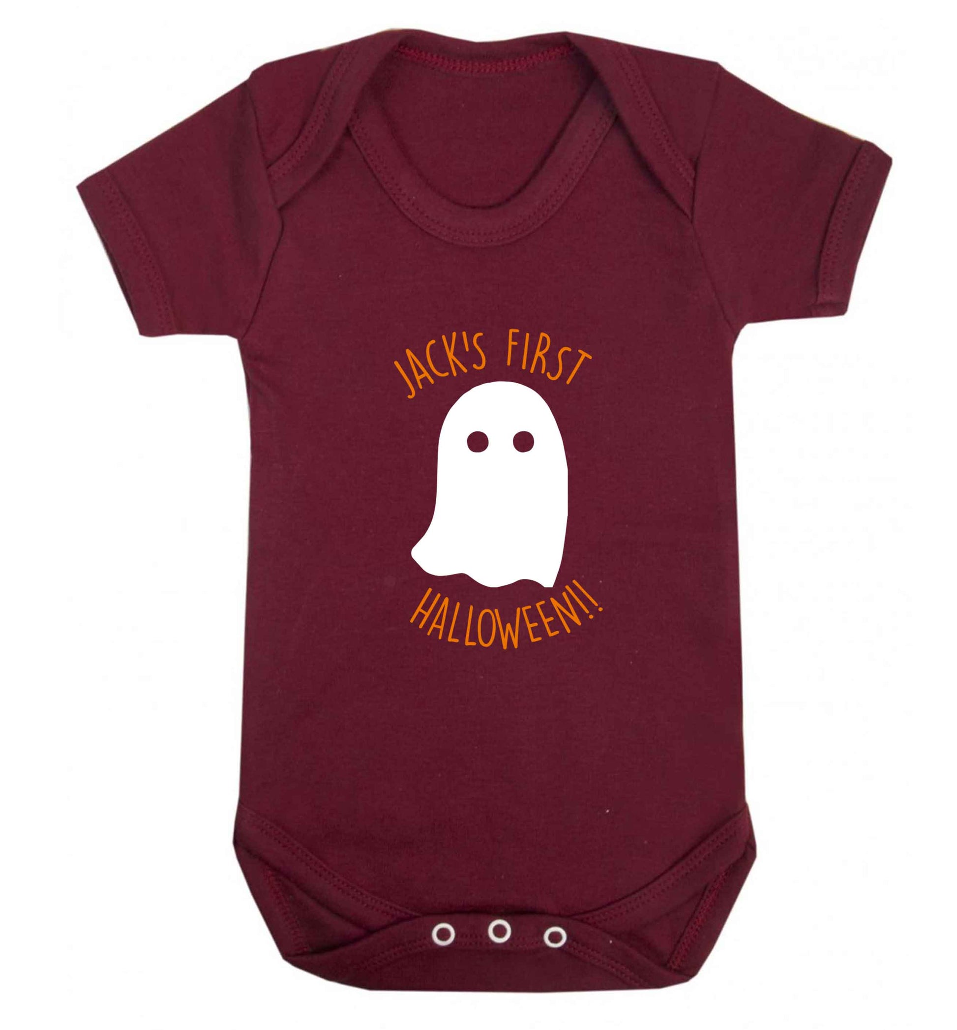 Personalised Pumpking Halloween baby vest maroon 18-24 months