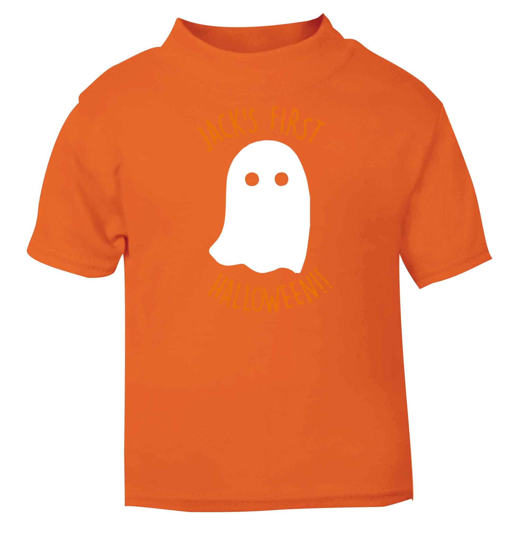 Personalised first halloween - ghost orange baby toddler Tshirt 2 Years
