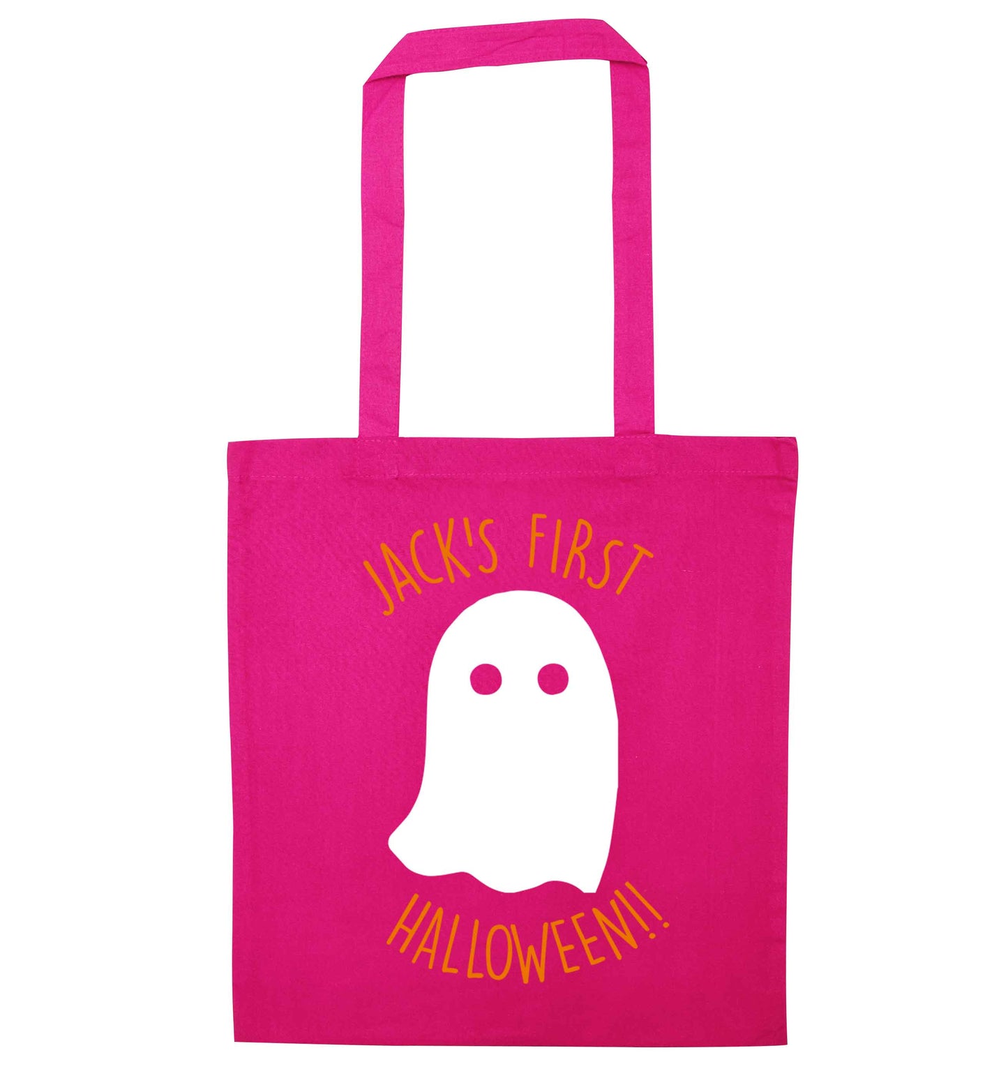 Personalised Pumpking Halloween pink tote bag