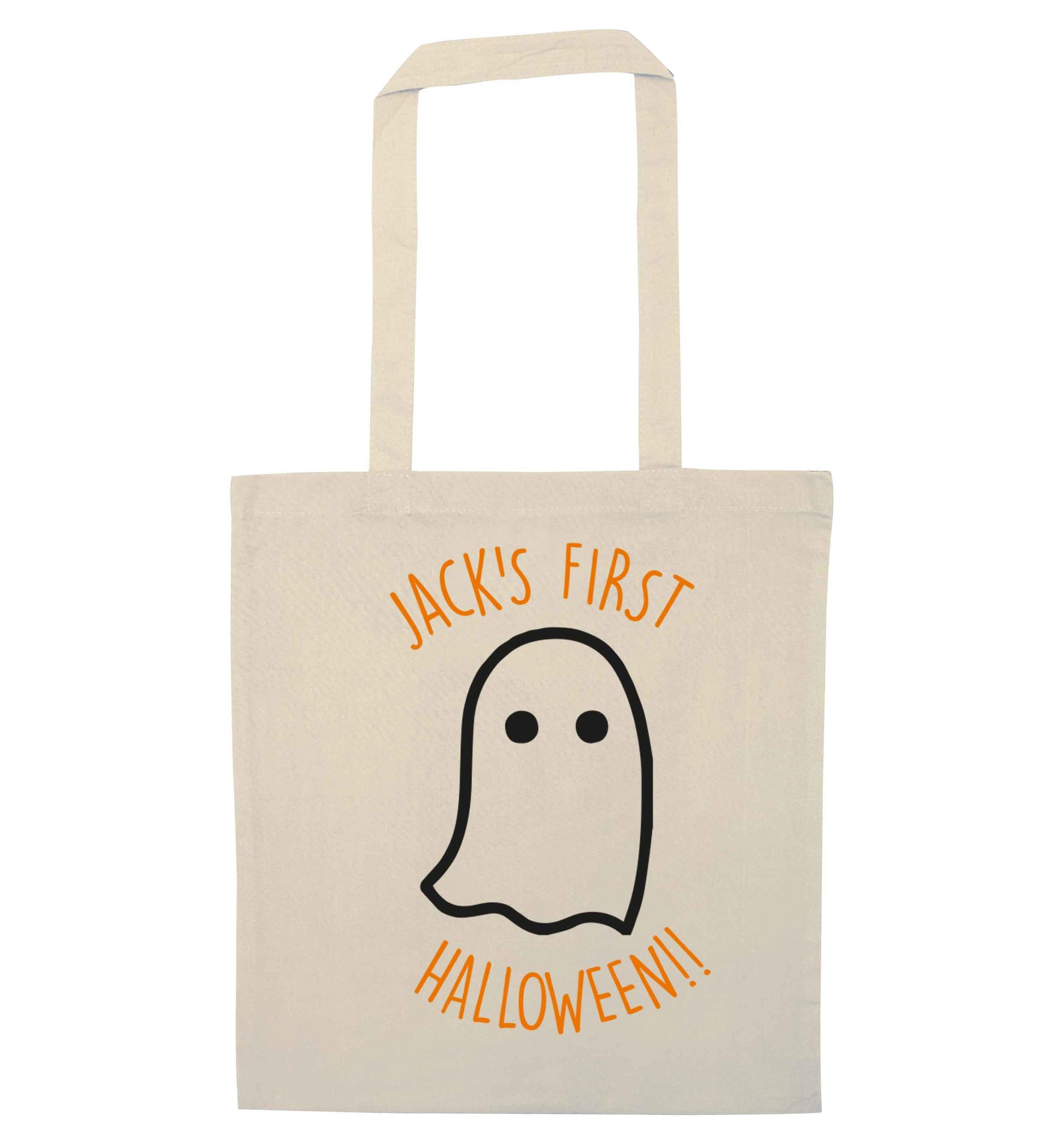 Personalised Pumpking Halloween natural tote bag
